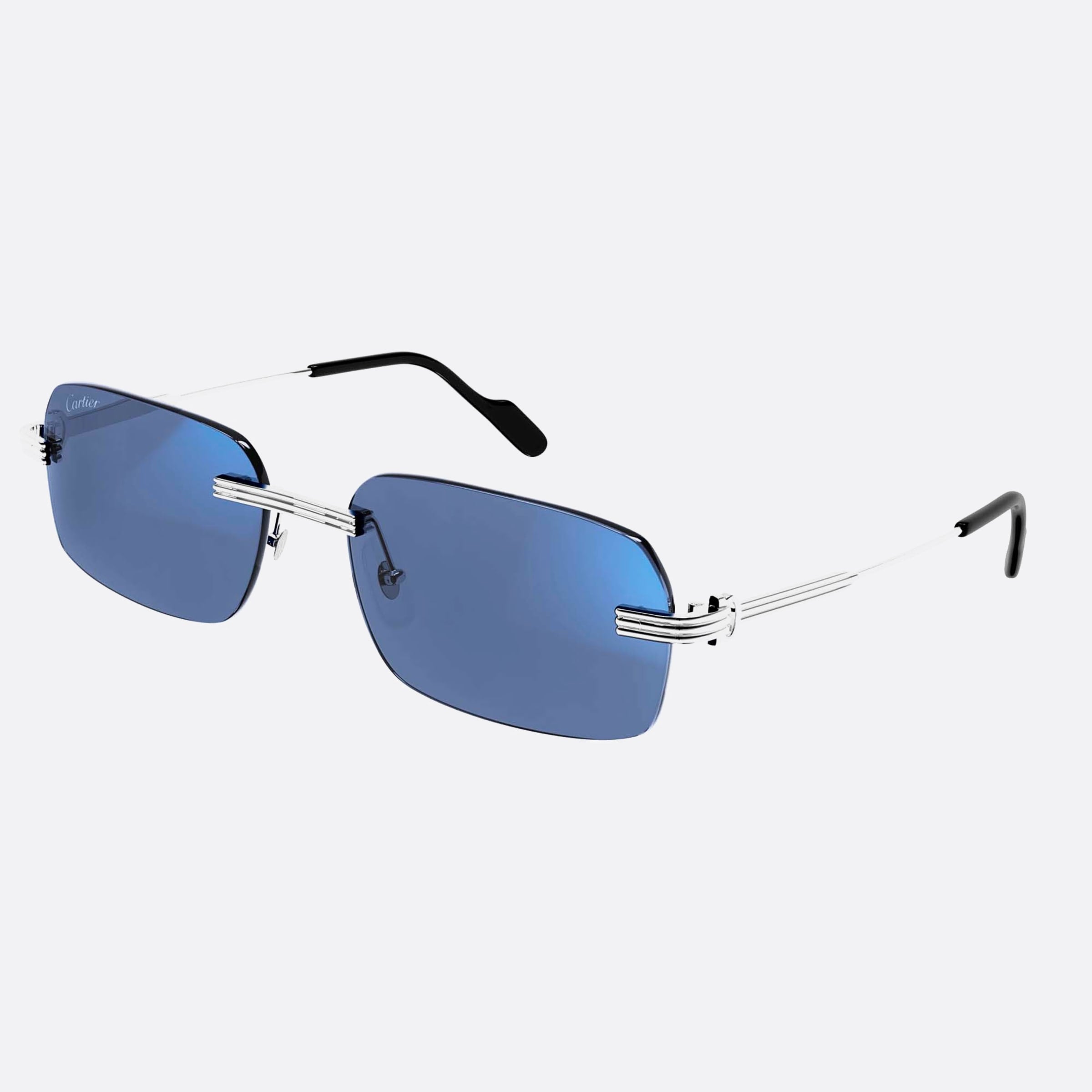 Cartier 58mm Sdf Silver Geometric Photochromic Men Sunglasses - Side View