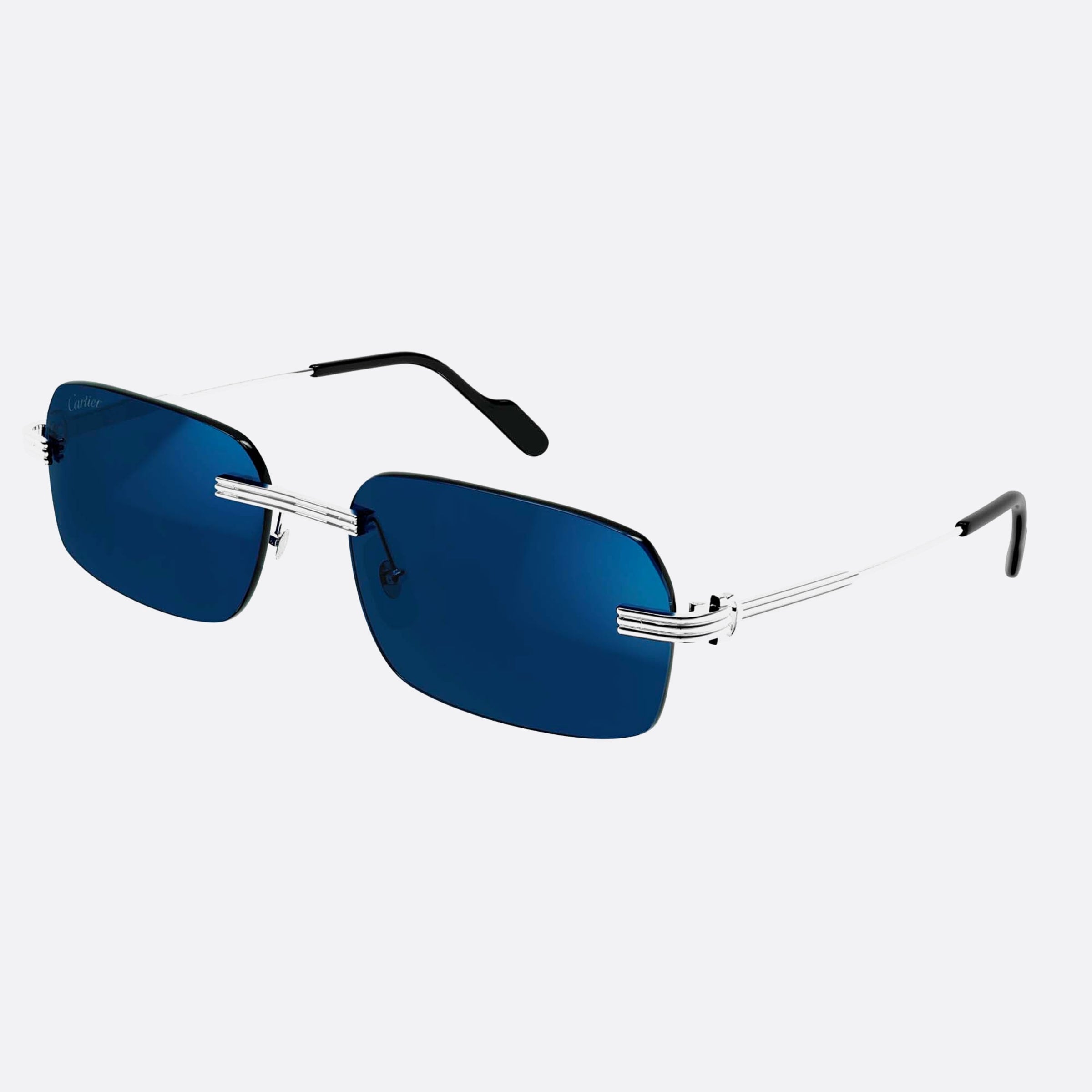 Cartier 58mm Sdf Silver Geometric Photochromic Men Sunglasses - Detail View