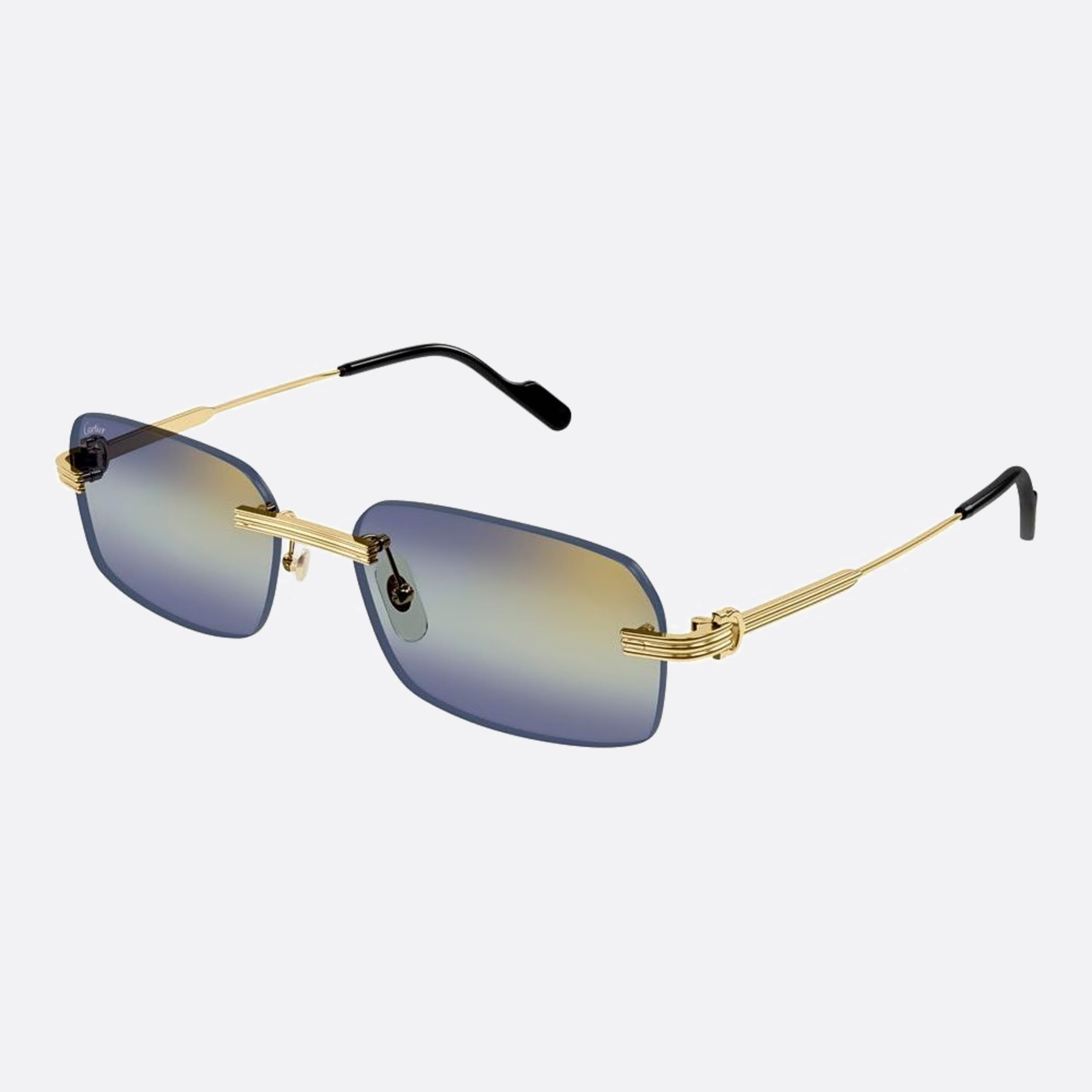 Cartier 58mm Gold Geometric Photochromic Men Sunglasses - Side View