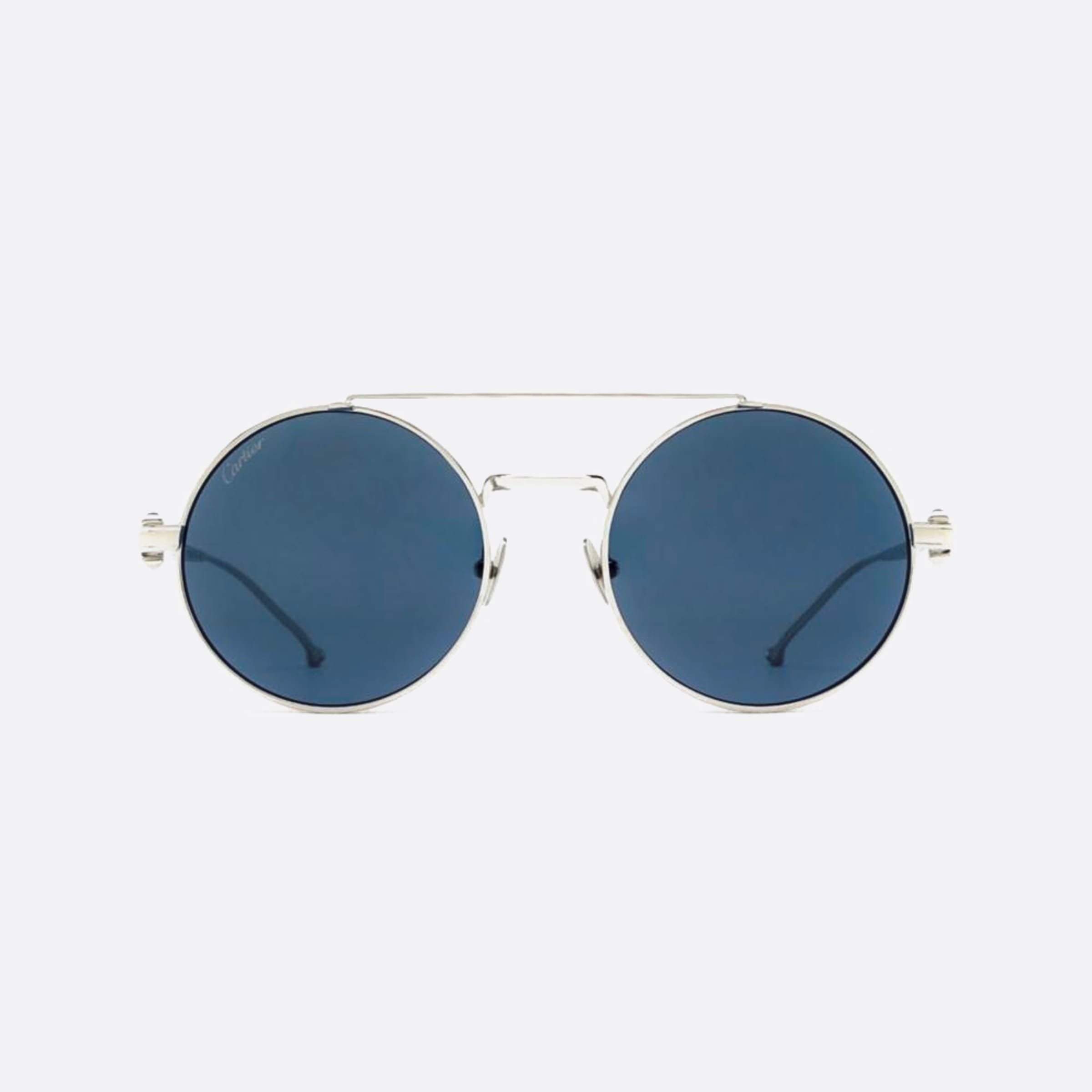 Cartier 52mm Silver Round Men Sunglasses - Main View