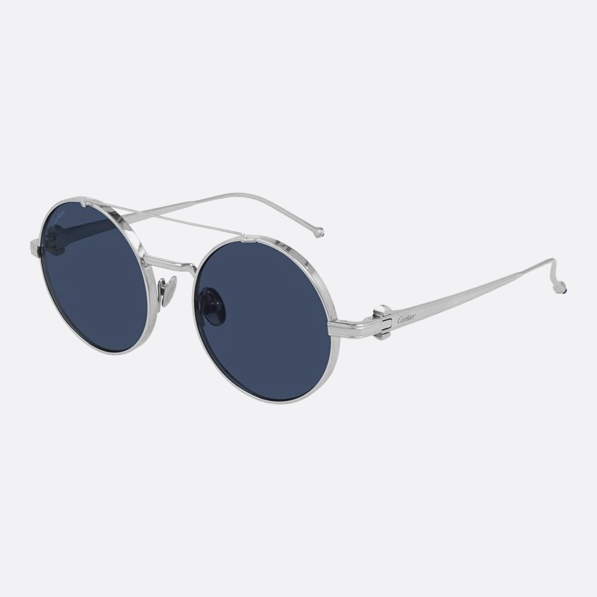 Cartier 52mm Silver Round Men Sunglasses - Side View