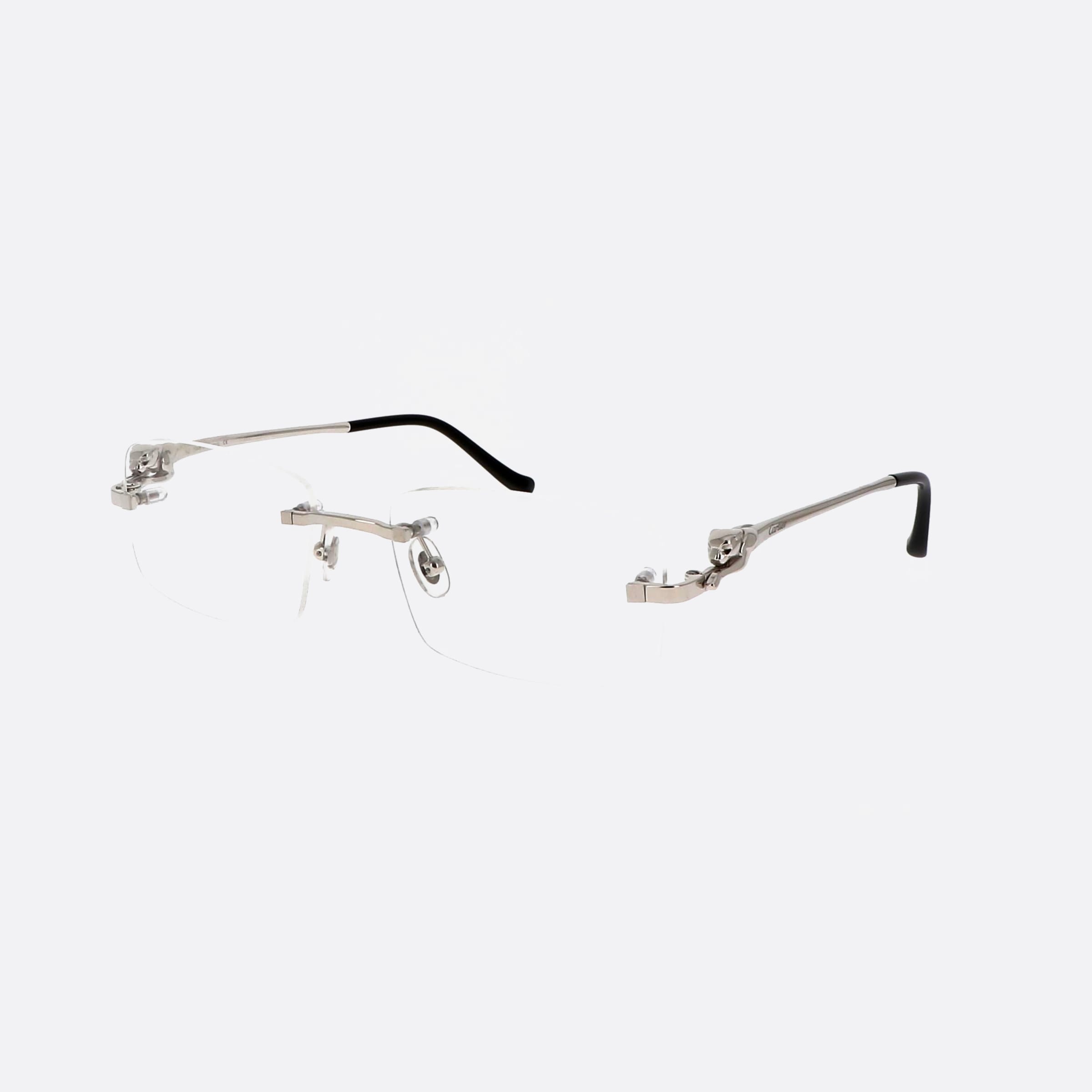Cartier 54mm Silver Rectangle Men Eyeglasses - Main View