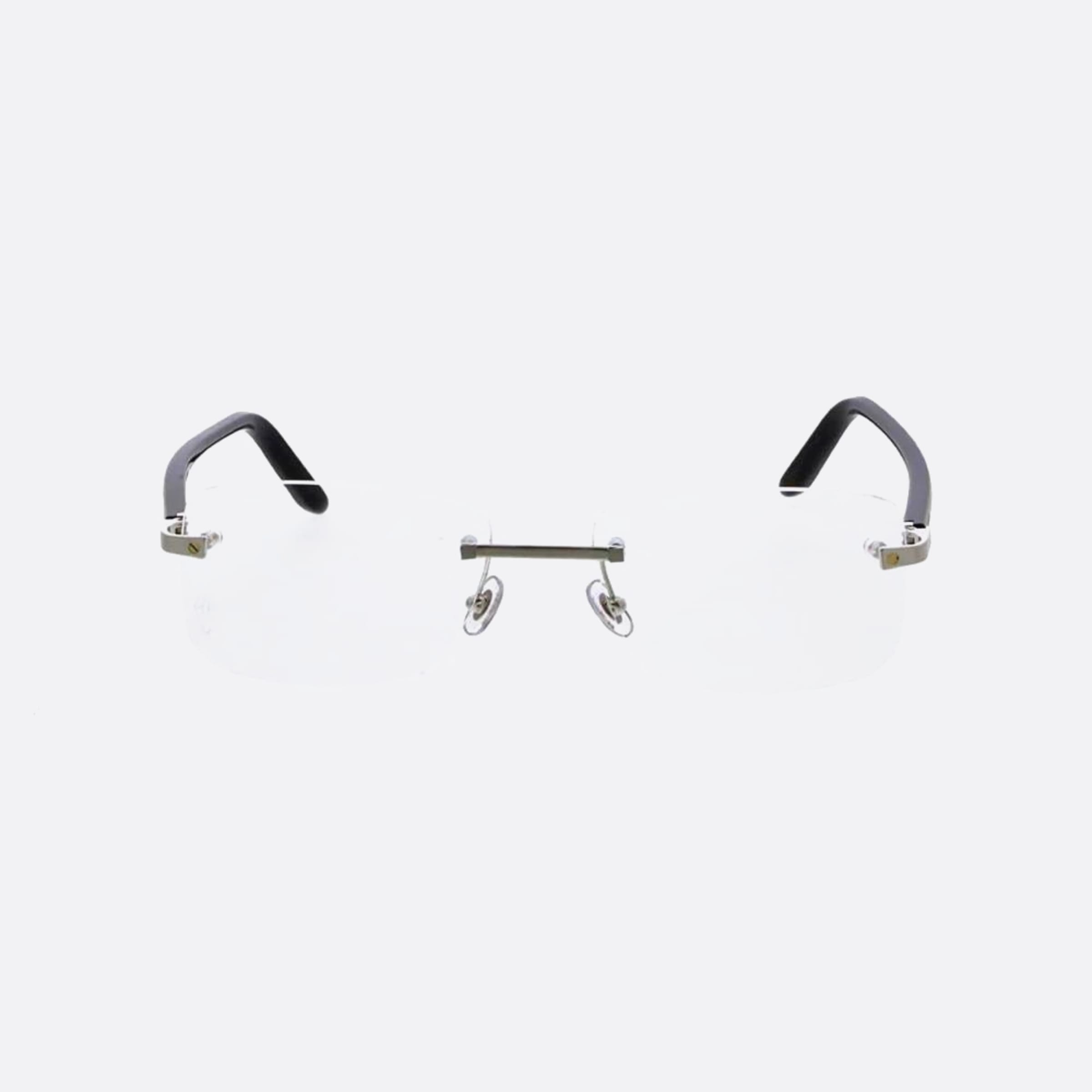 Cartier 56mm Silver Geometric Men Eyeglasses - Main View