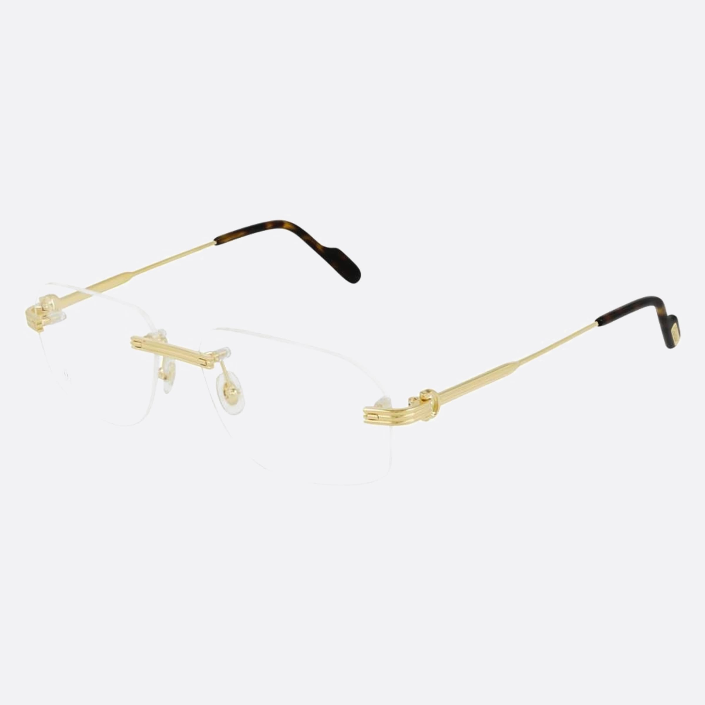 Cartier 56mm Gold Geometric Men Eyeglasses - Side View