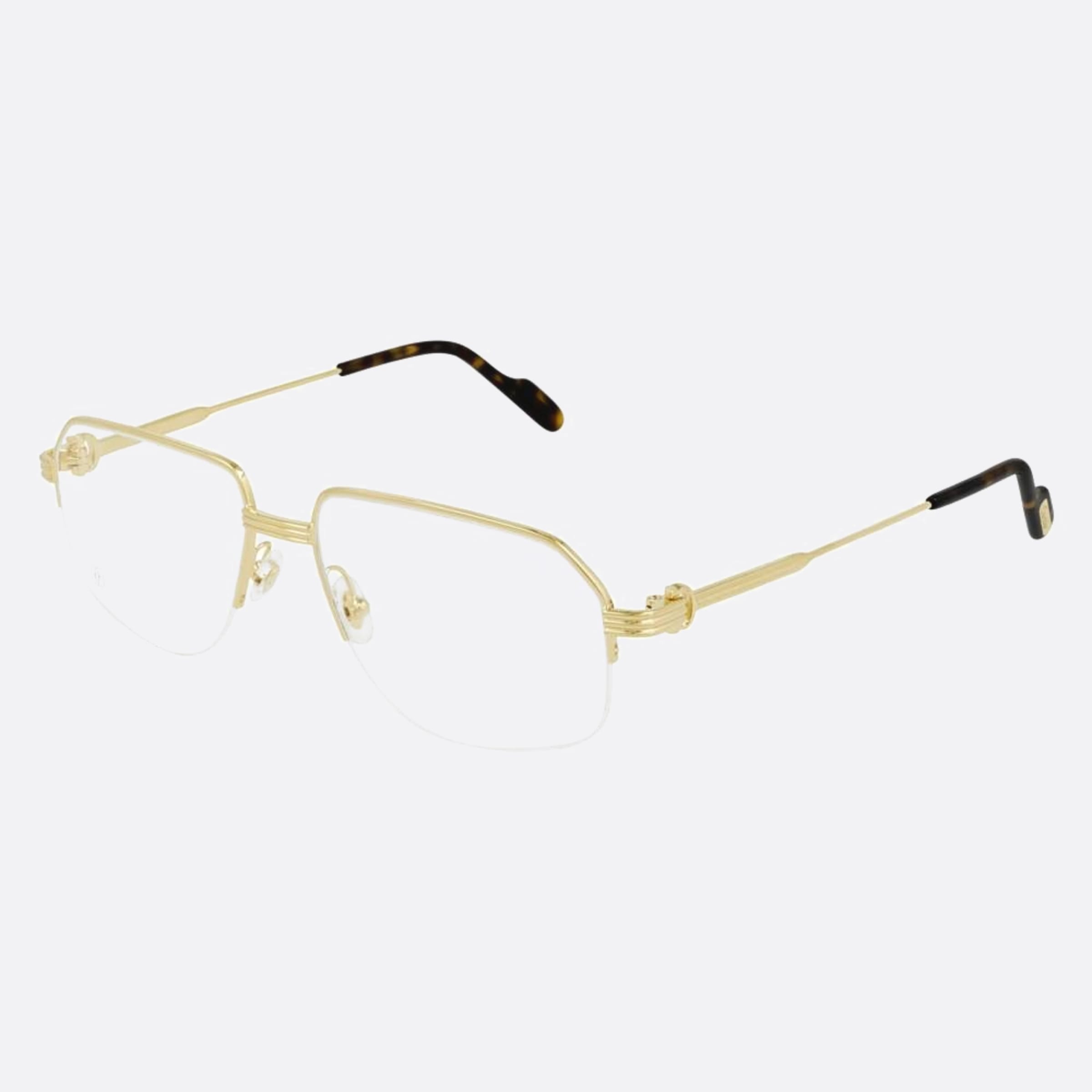 Cartier 56mm Gold Geometric Men Eyeglasses - Side View