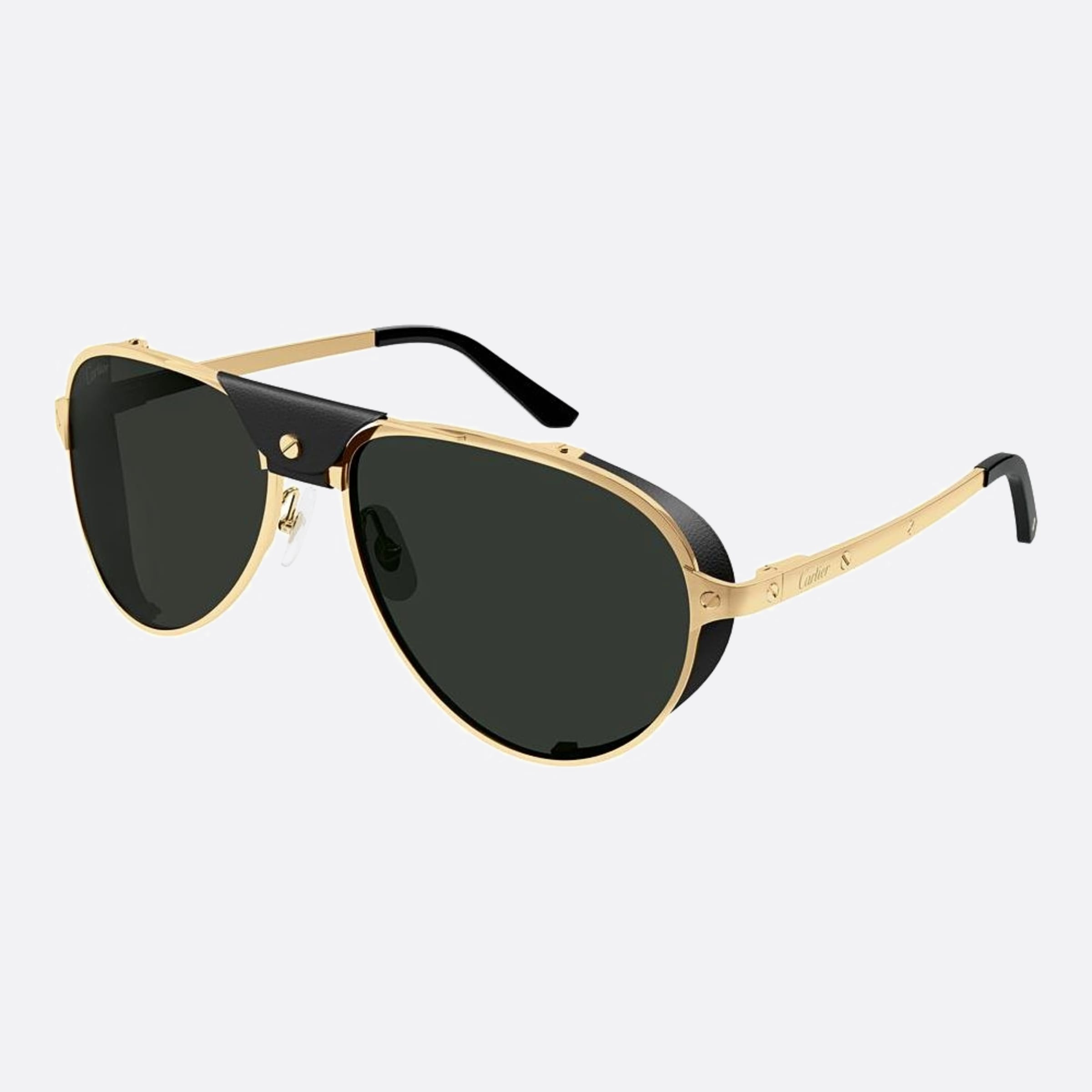 Cartier 61mm Black Pilot Polarized Men Sunglasses - Side View