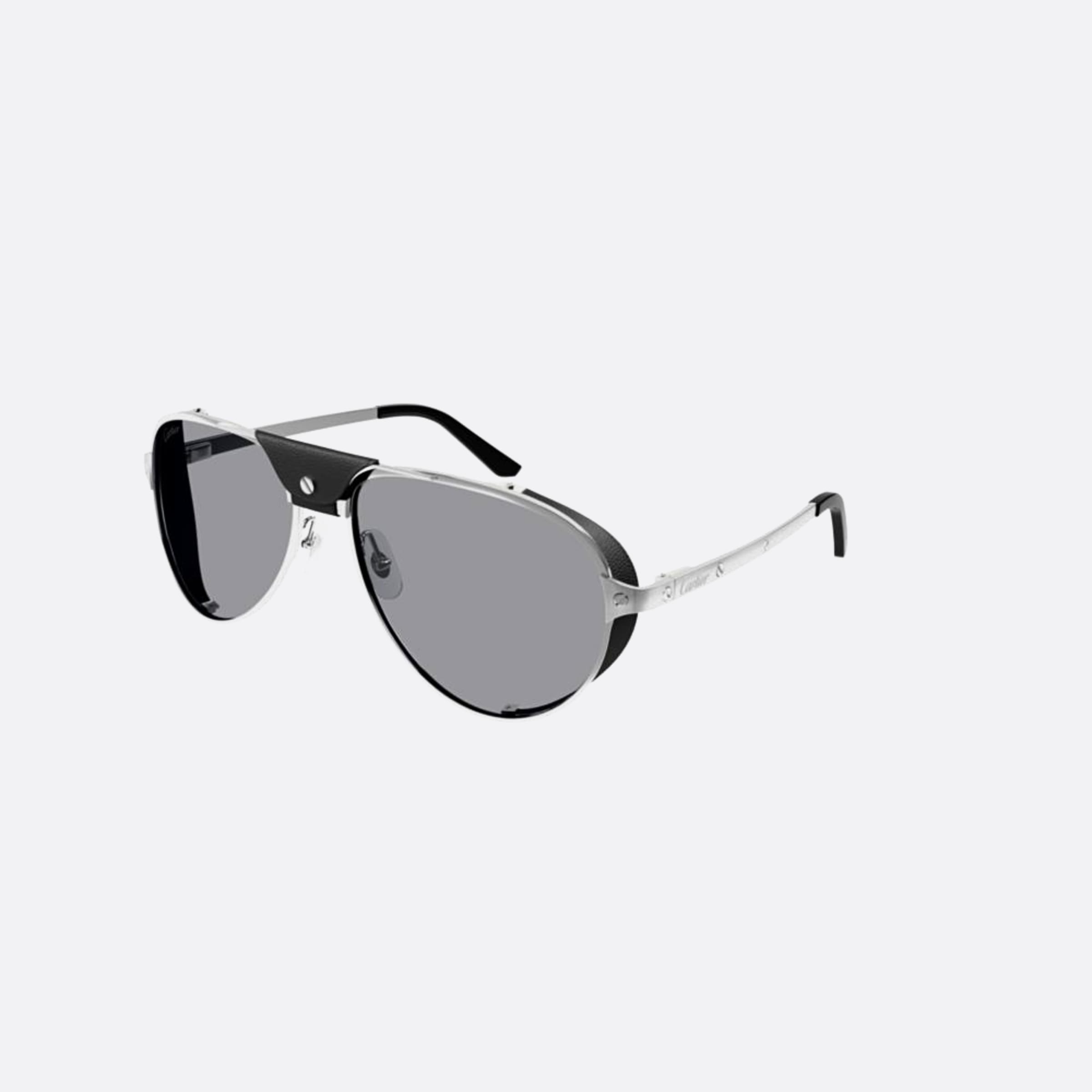 Cartier 61mm Silver Pilot Men Sunglasses - Side View