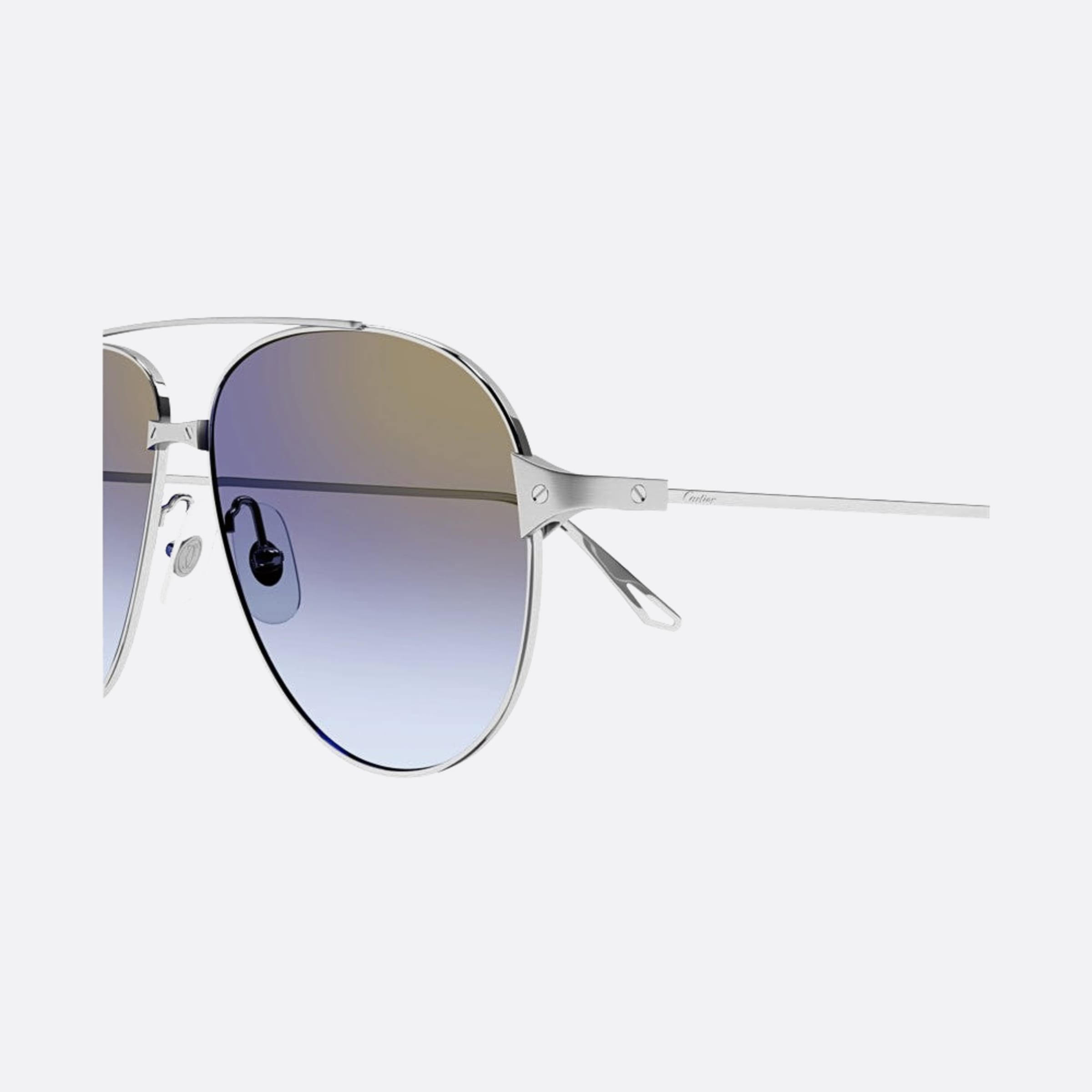 Cartier 57mm Silver Pilot Women Sunglasses - Detail View