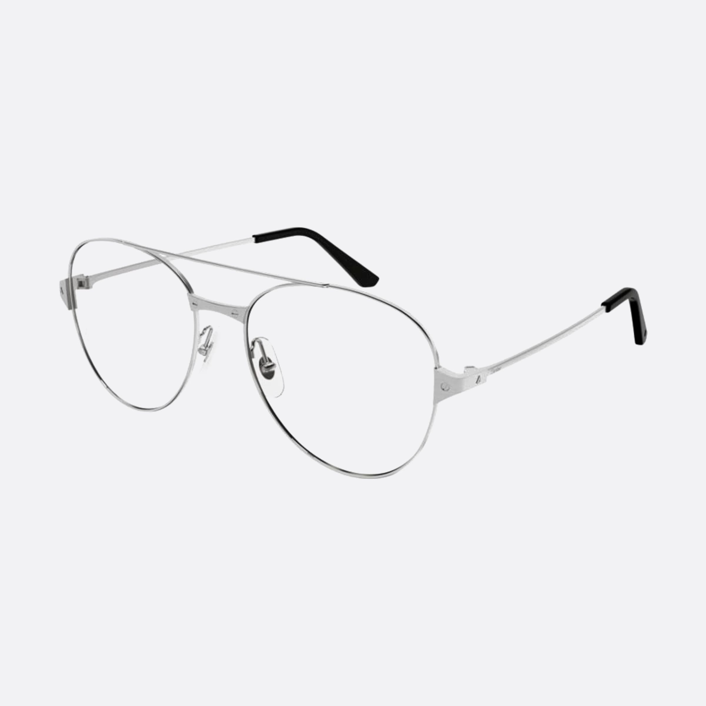 Cartier 55mm Silver Pilot Women Eyeglasses - Side View