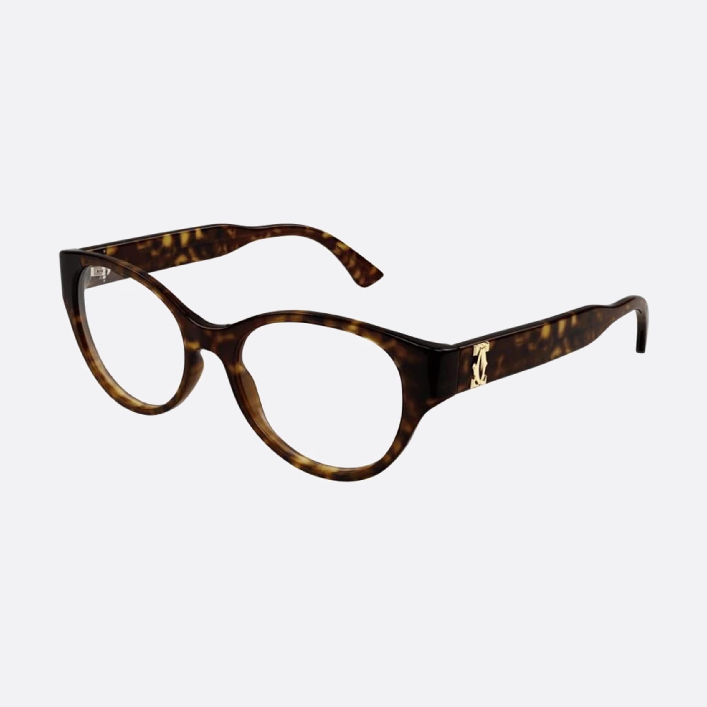 Cartier 53mm Havana Squared Women Eyeglasses - Side View
