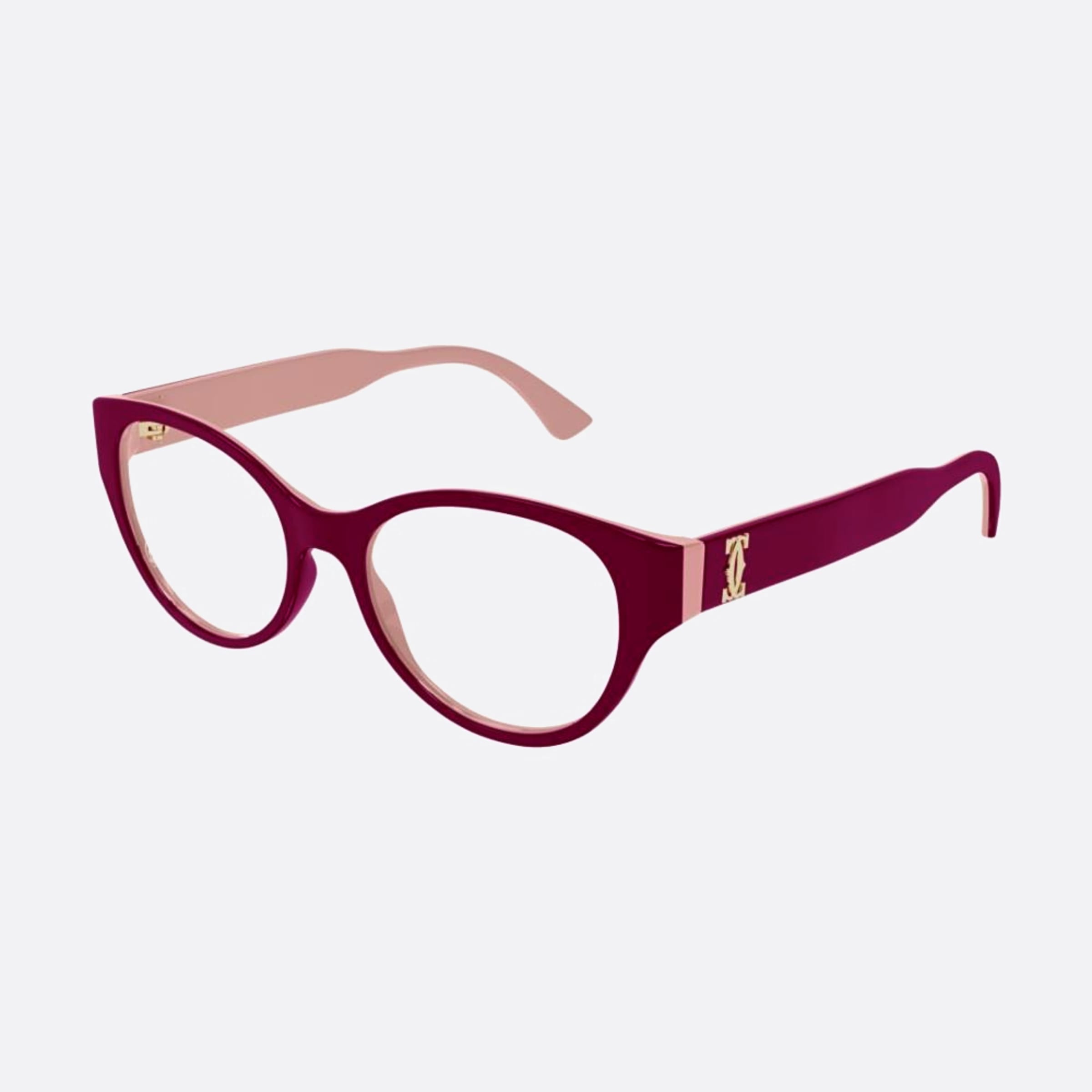 Cartier 53mm Red Squared Women Eyeglasses - Side View