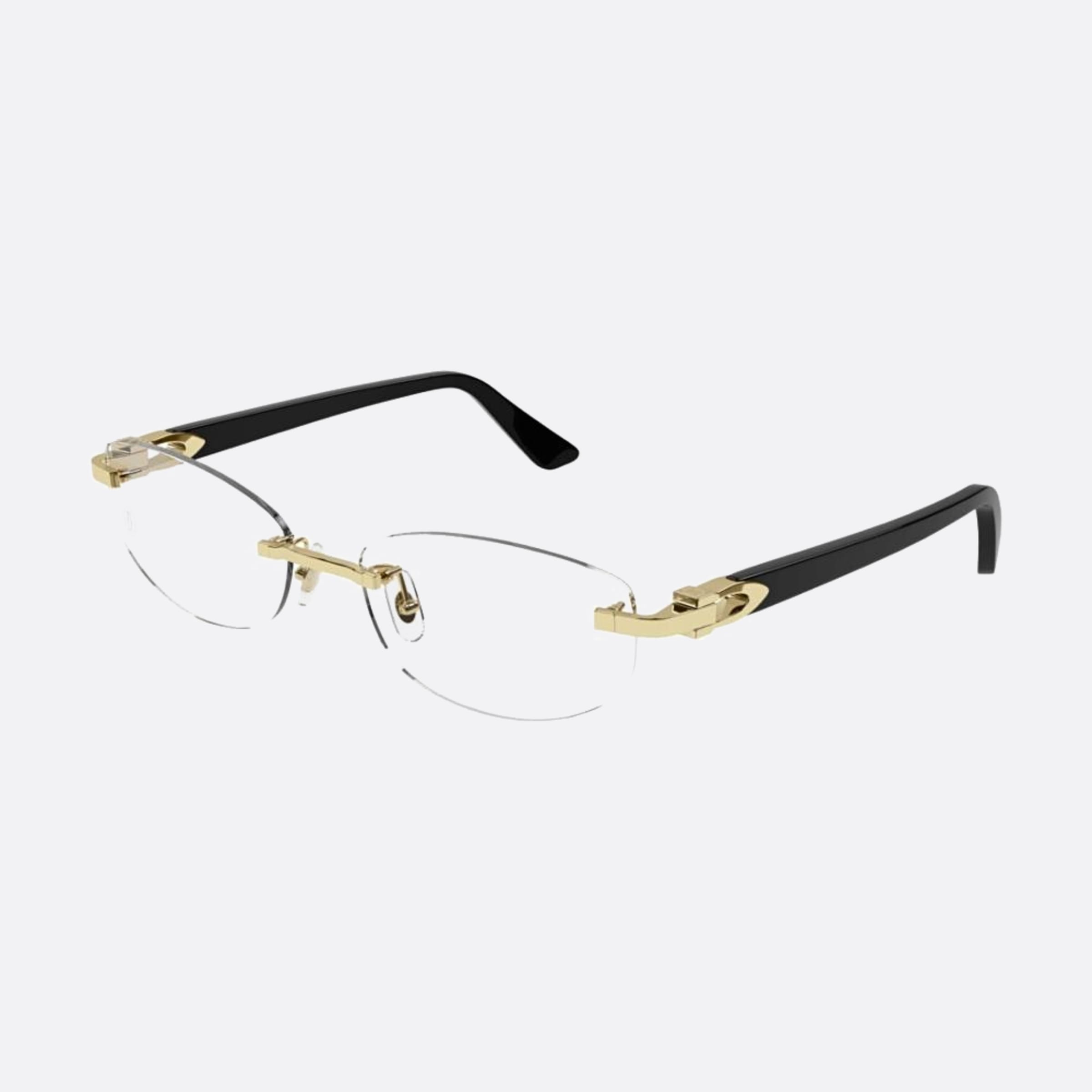 Cartier 52mm Bkgd Black Squared Women Eyeglasses - Side View