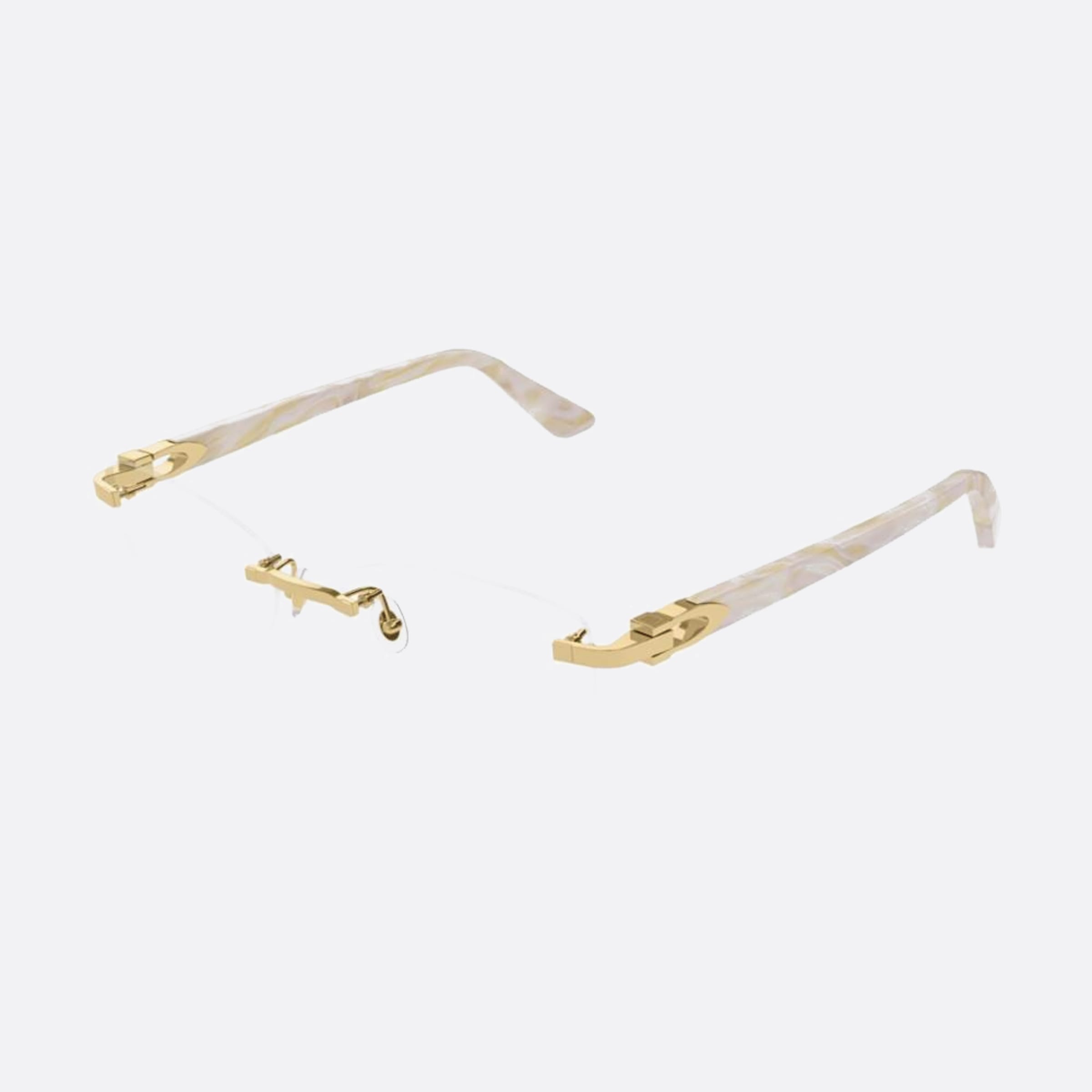 Cartier 52mm Whgd White Squared Women Eyeglasses - Side View