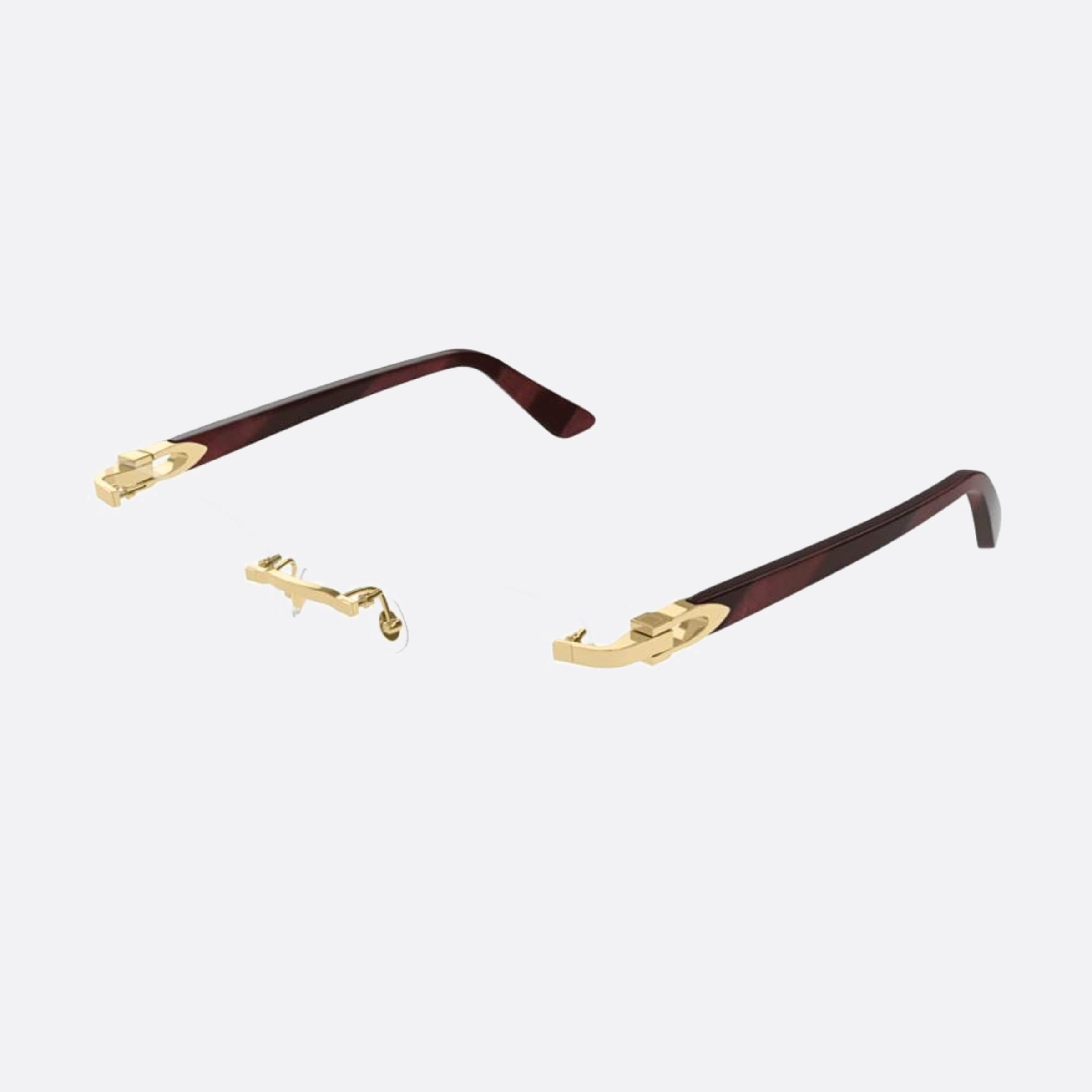 Cartier 52mm Hvgd Havana Squared Women Eyeglasses - Side View