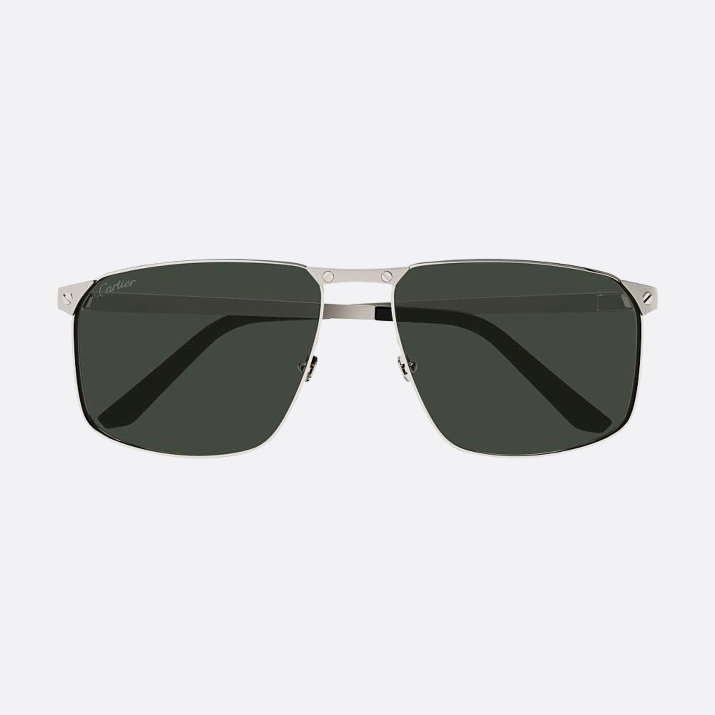 Cartier 60mm Silver Squared Polarized Men Sunglasses - Main View
