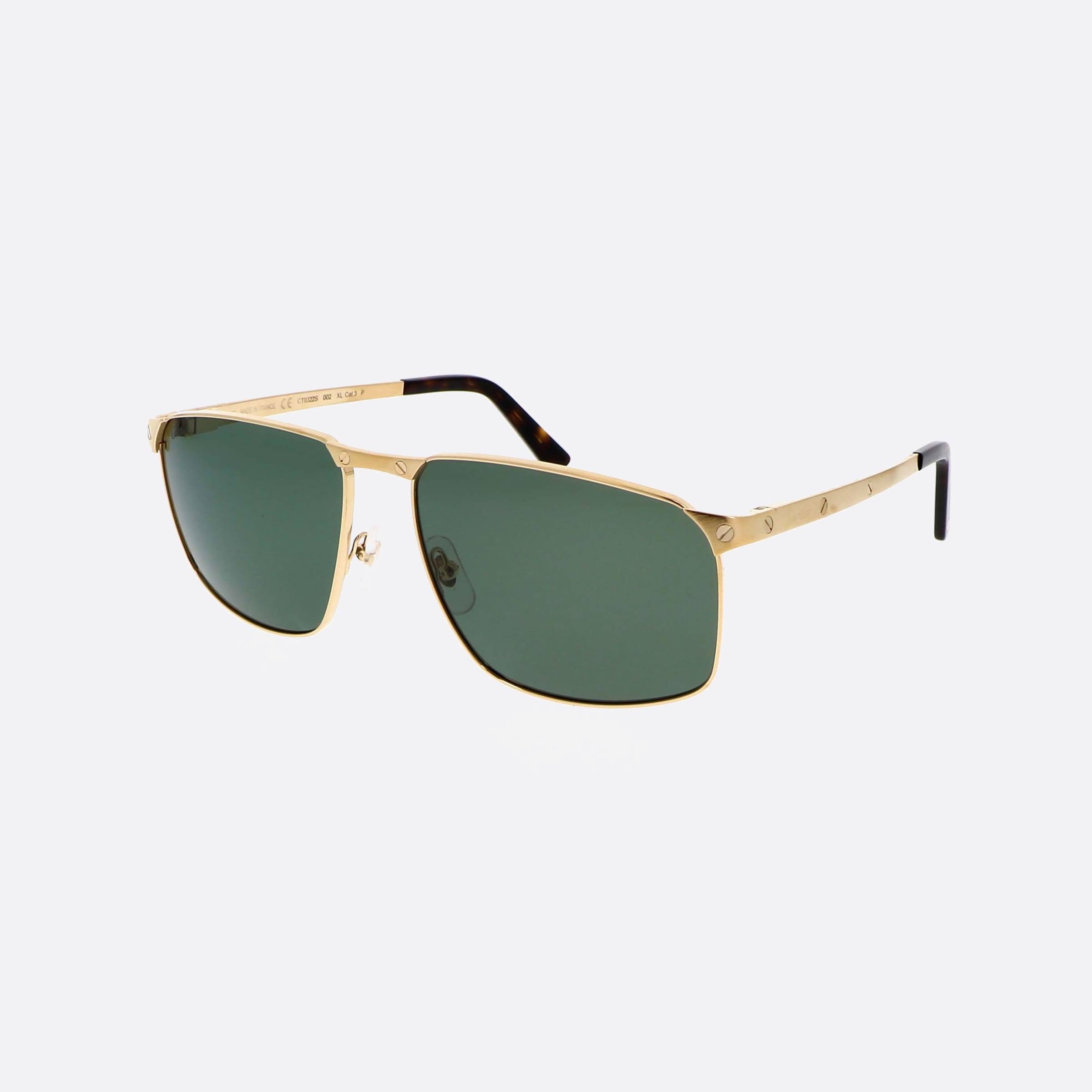 Cartier 60mm Gold Squared Polarized Men Sunglasses - Main View
