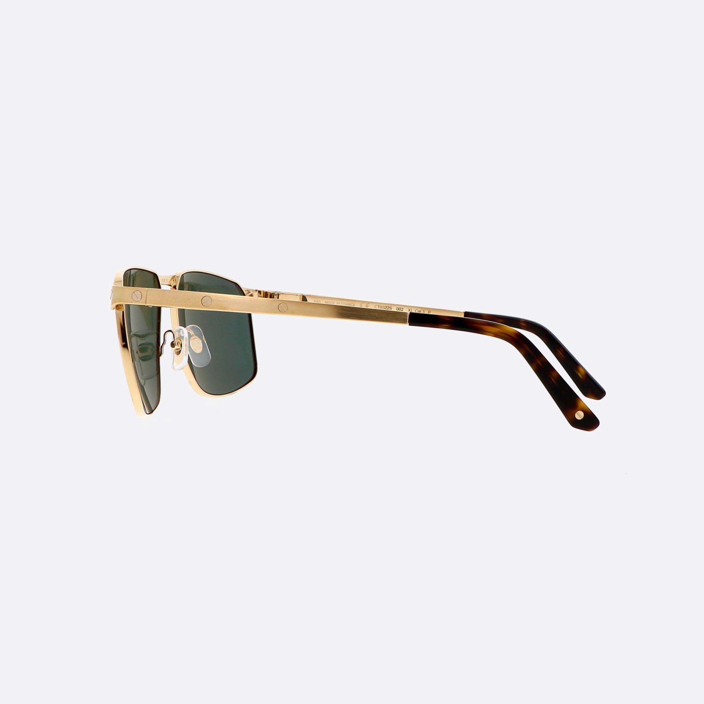 Cartier 60mm Gold Squared Polarized Men Sunglasses - Detail View