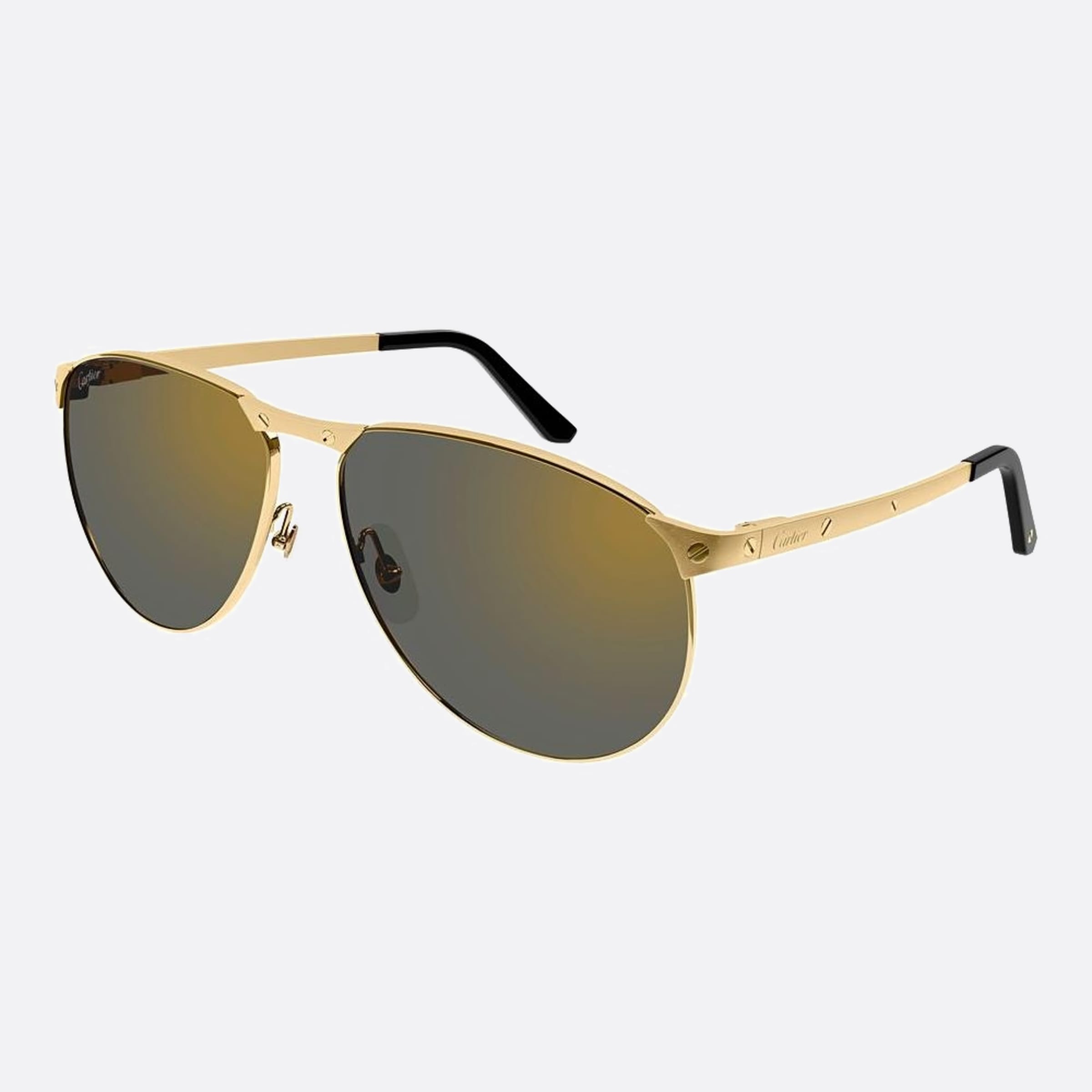 Cartier 62mm Gold Pilot Polarized Men Sunglasses - Side View