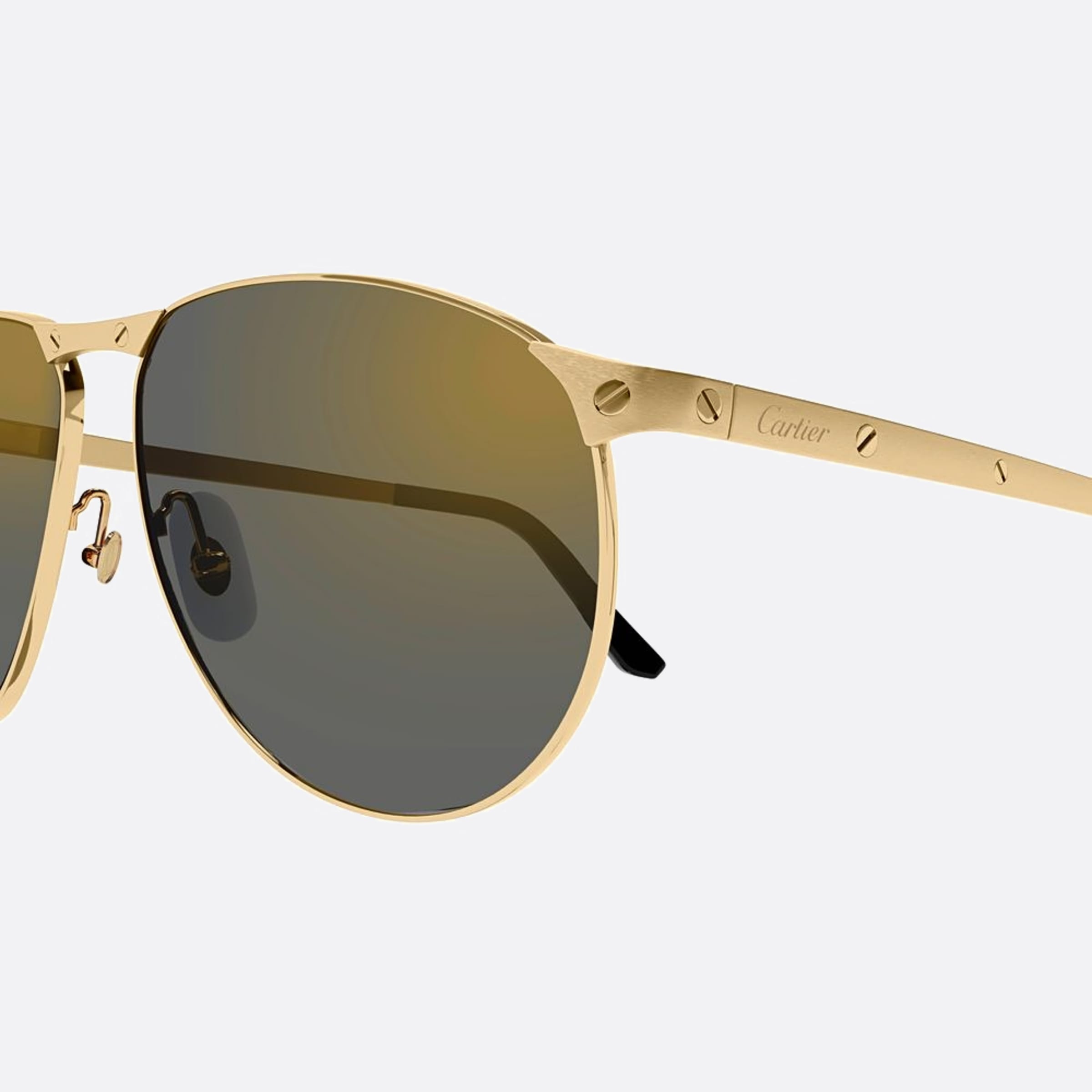 Cartier 62mm Gold Pilot Polarized Men Sunglasses - Detail View