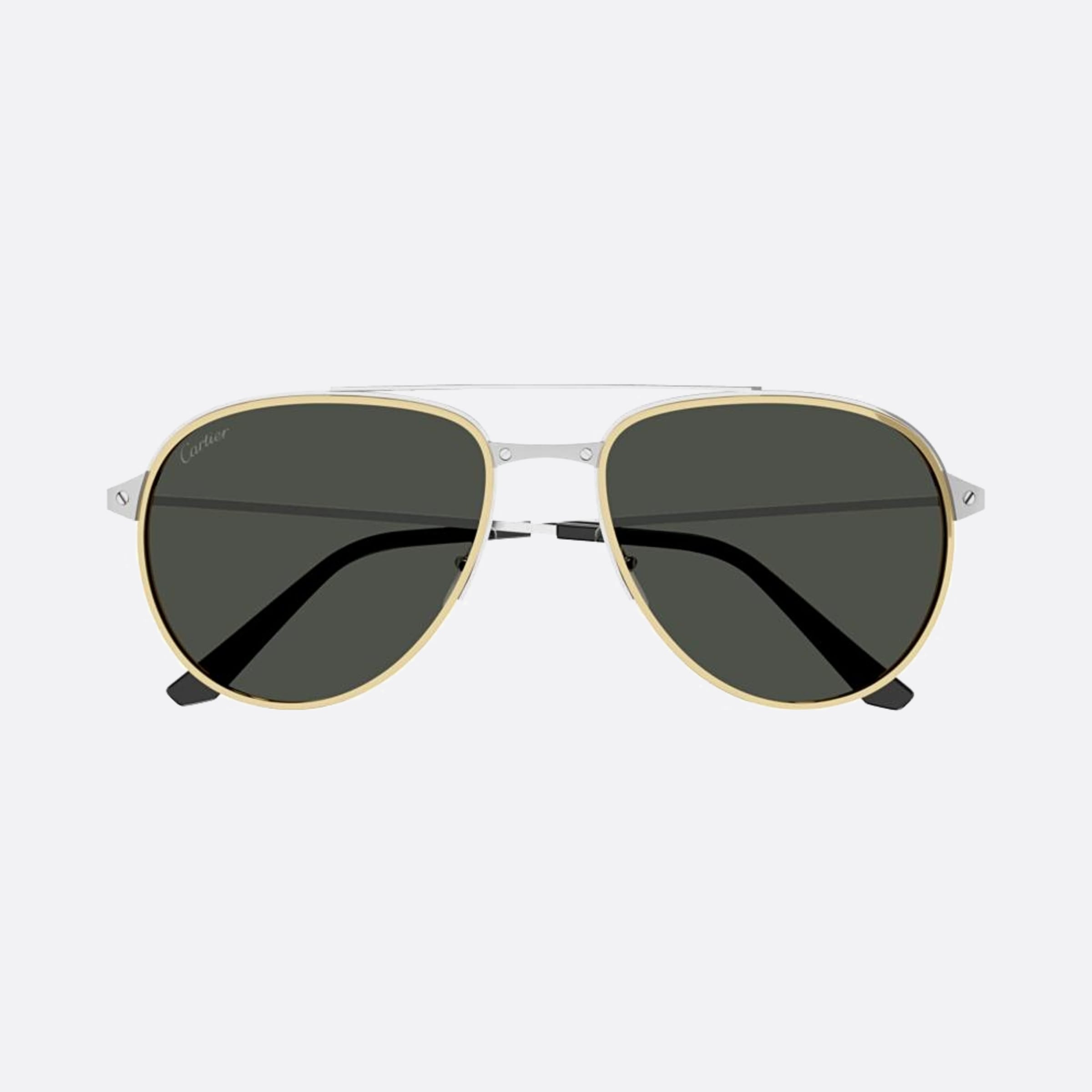 Cartier 59mm Silver Pilot Polarized Men Sunglasses - Main View