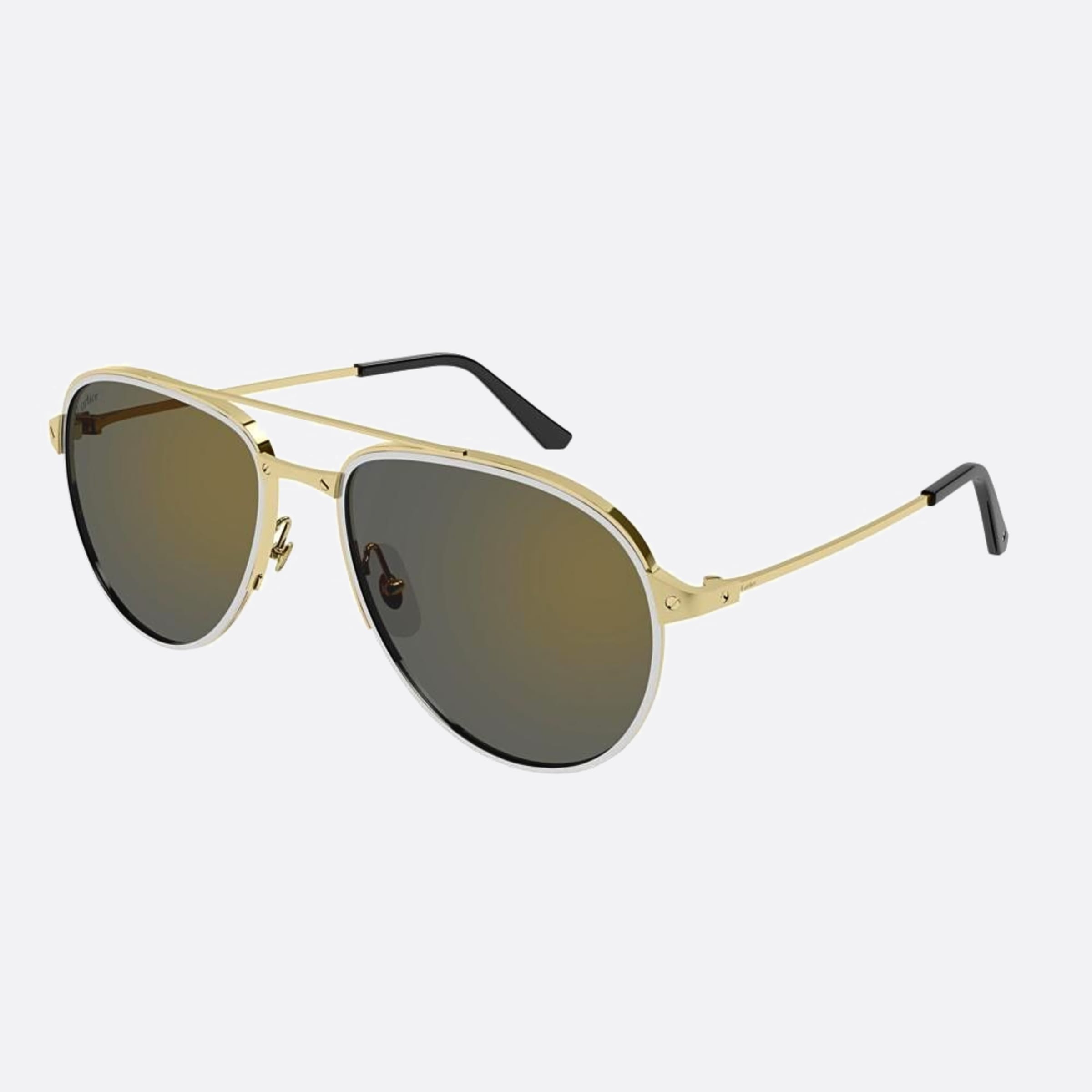Cartier 59mm Gold Pilot Polarized Men Sunglasses - Side View