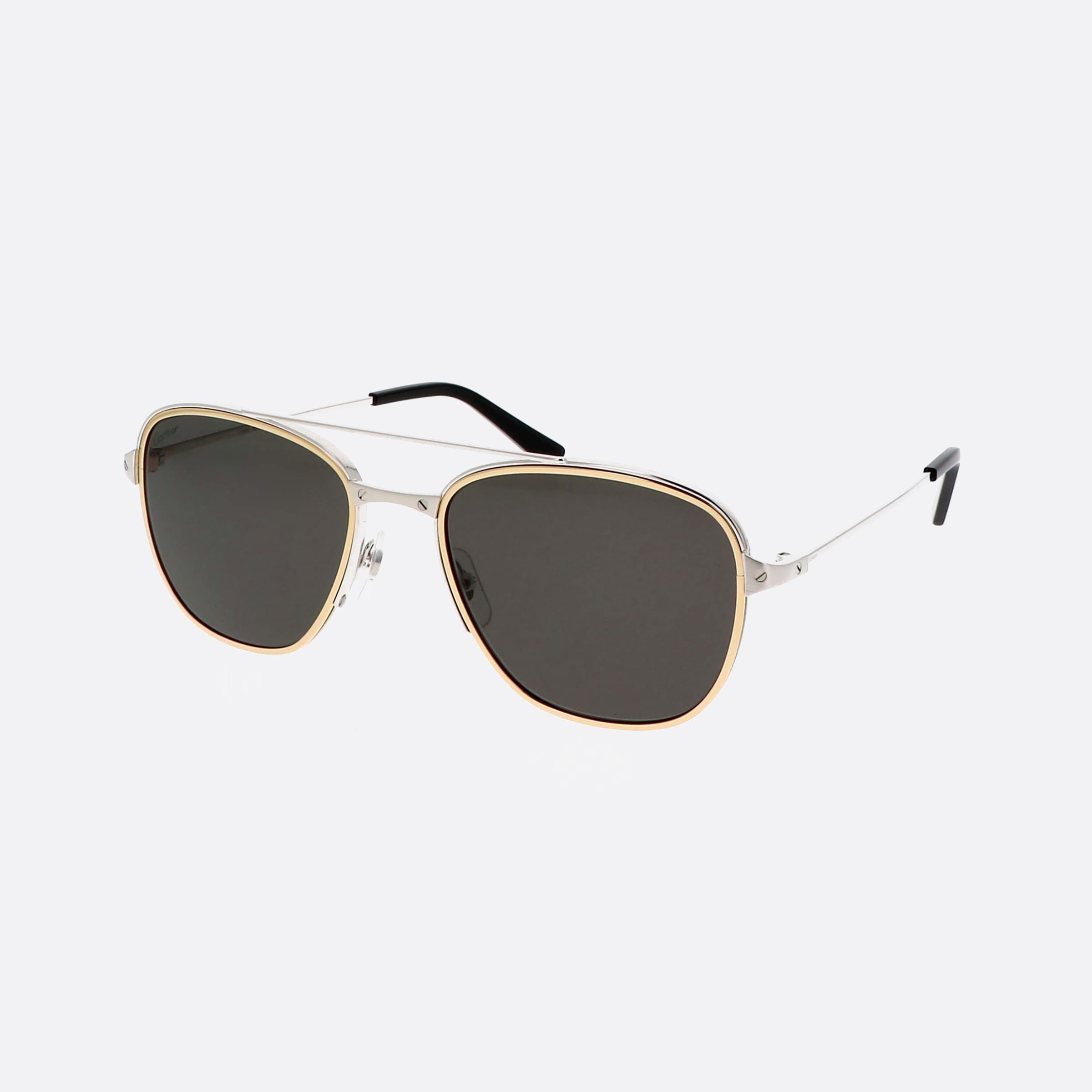 Cartier 57mm Silver Pilot Men Sunglasses - Main View