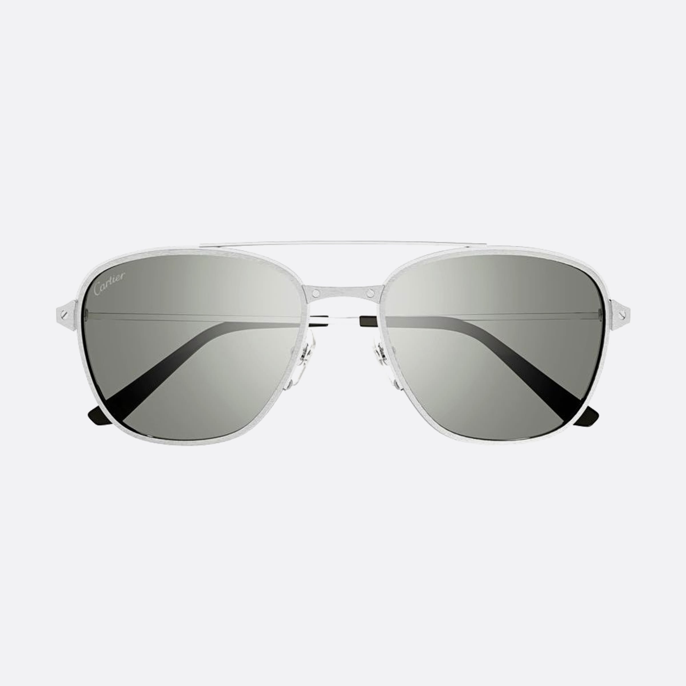 Cartier 57mm Silver Pilot Men Sunglasses - Main View