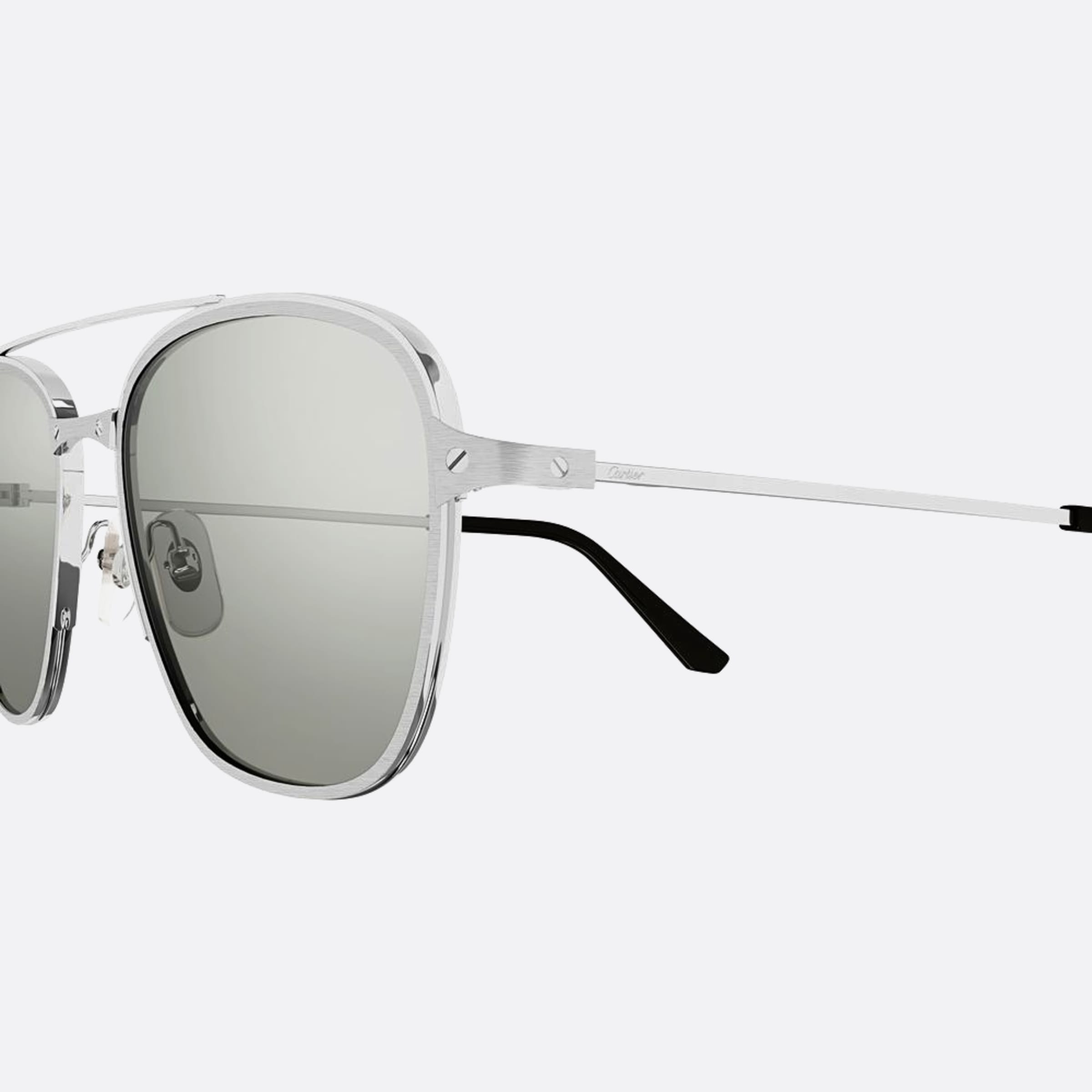 Cartier 57mm Silver Pilot Men Sunglasses - Detail View