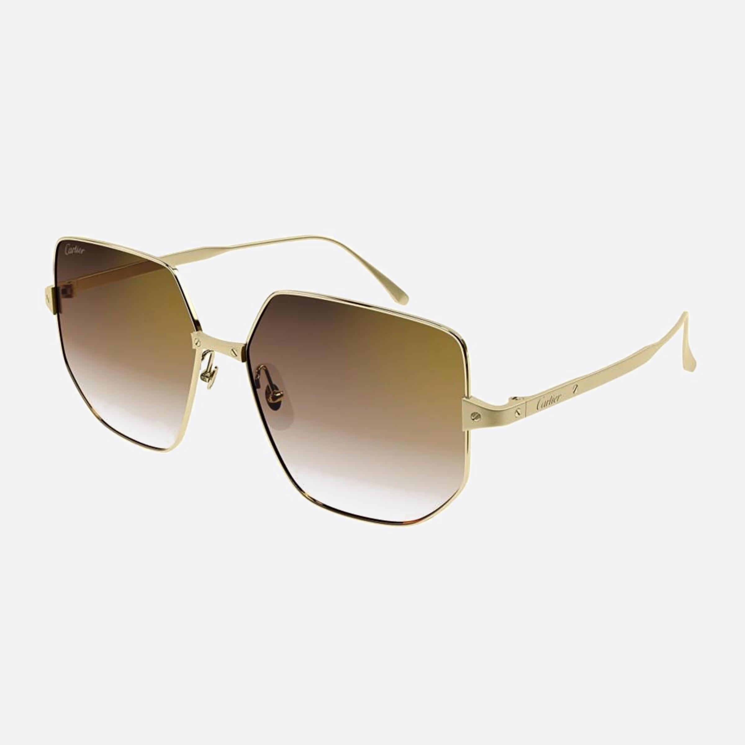 Cartier 58mm Gold Geometric Women Sunglasses - Side View
