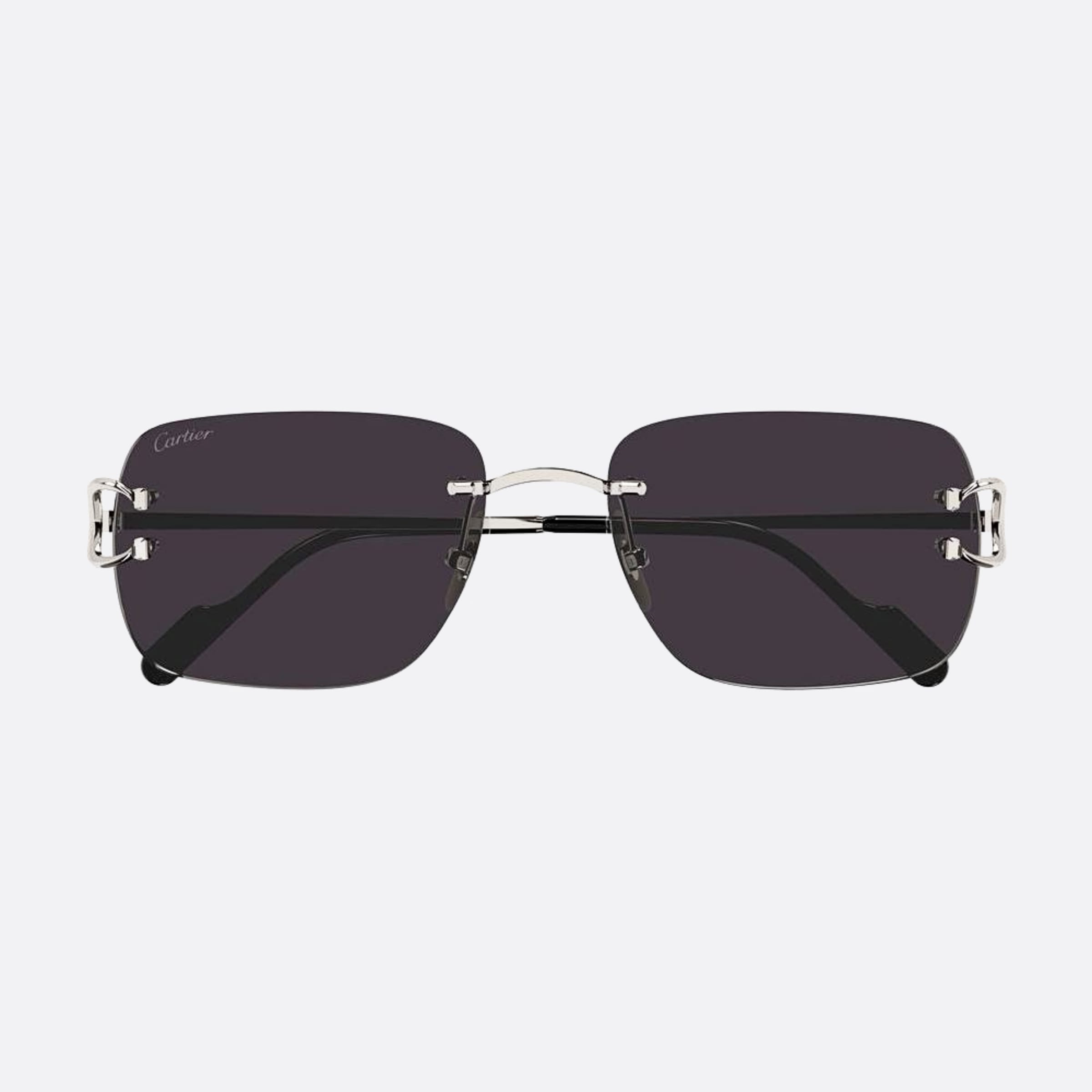 Cartier 57mm Silver Geometric Men Sunglasses - Main View