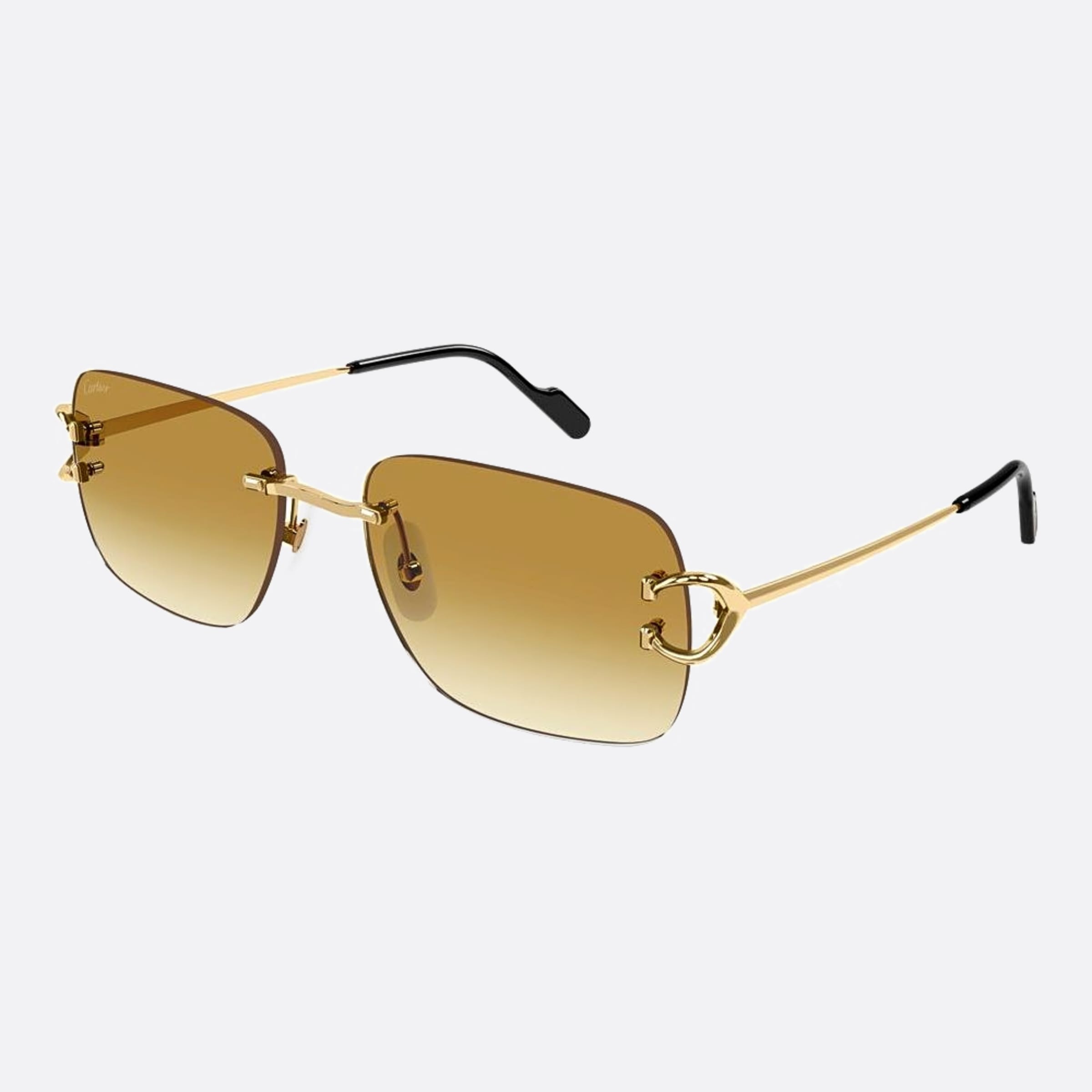 Cartier 57mm Gold Geometric Men Sunglasses - Side View