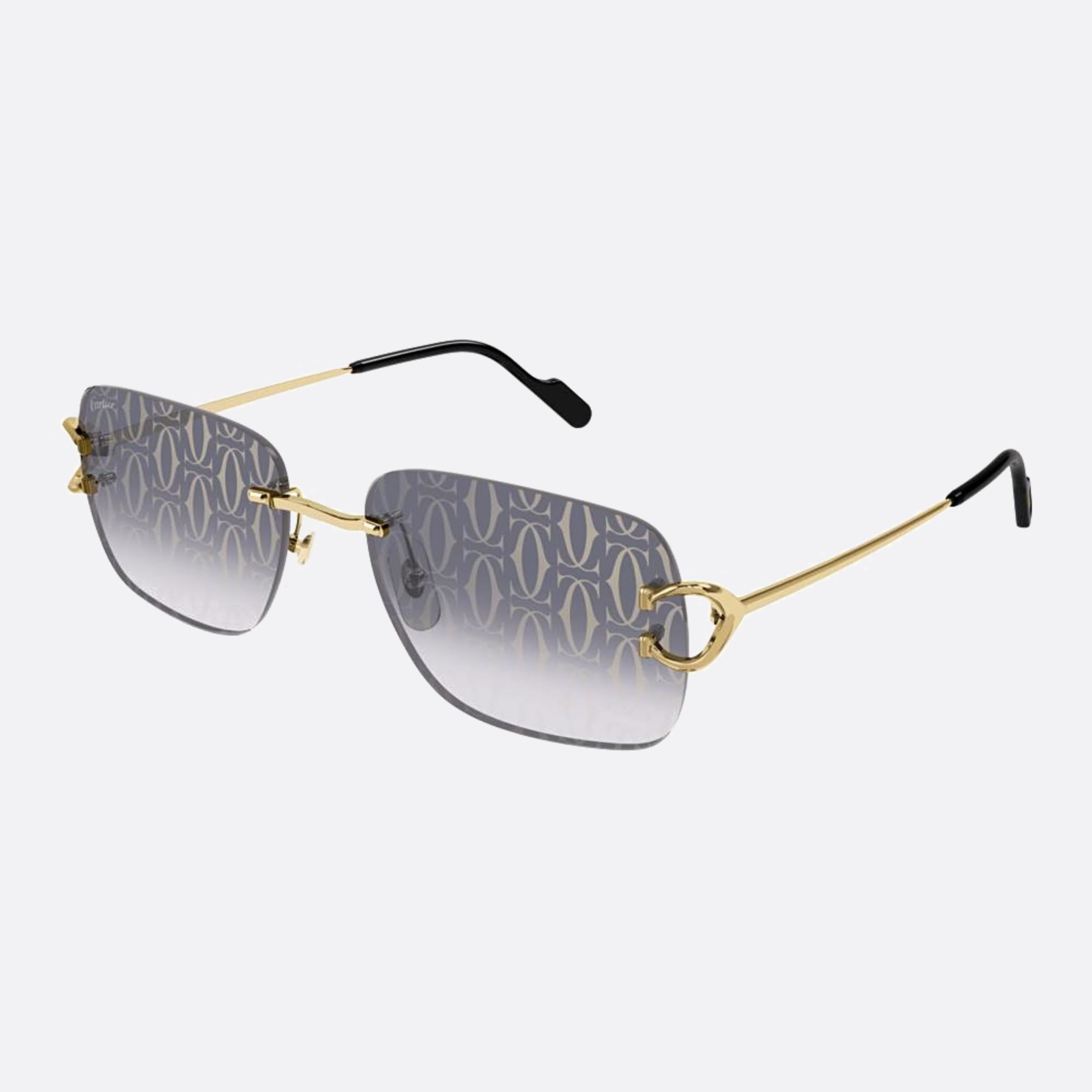 Cartier 59mm Gold Geometric Men Sunglasses - Side View