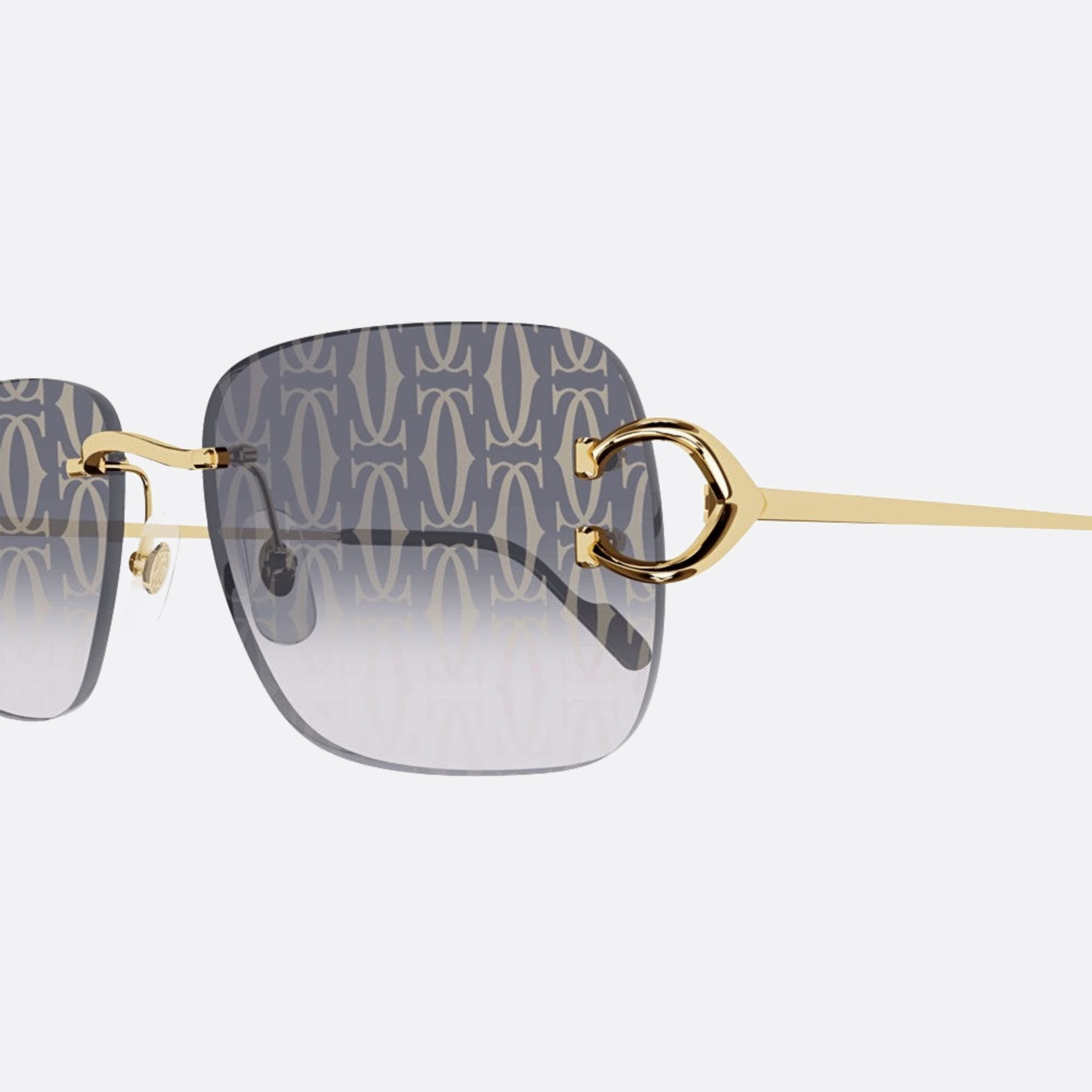 Cartier 59mm Gold Geometric Men Sunglasses - Detail View