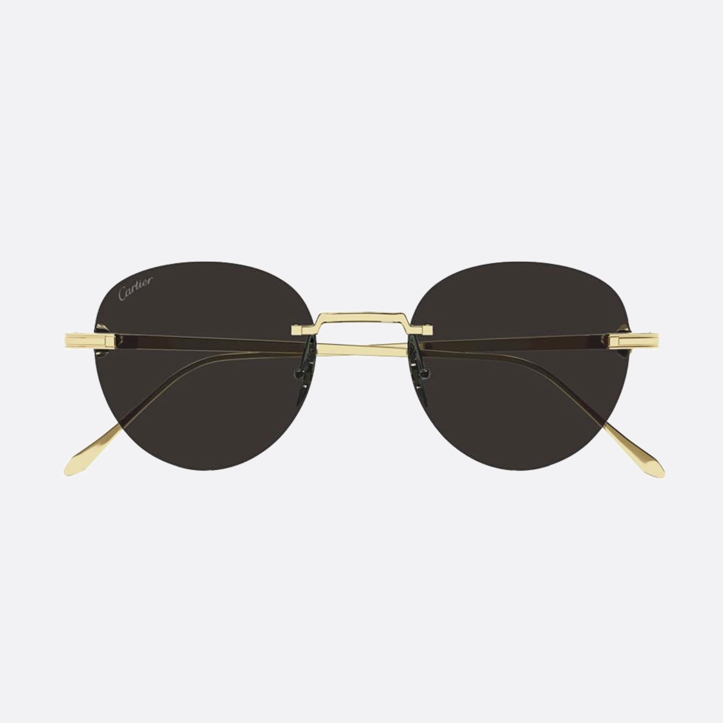 Cartier 51mm Gold Geometric Men Sunglasses - Main View