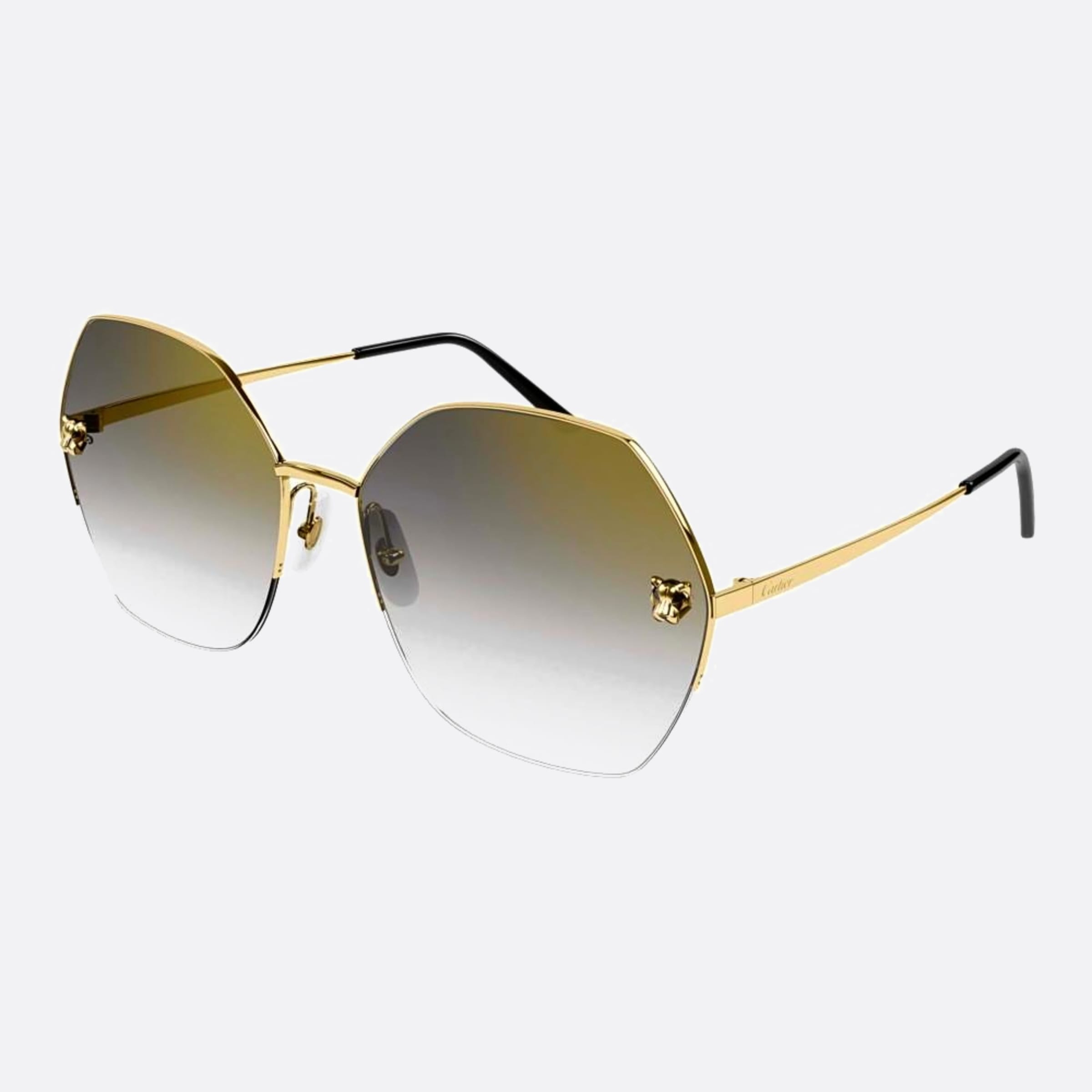 Cartier 62mm Gold Geometric Women Sunglasses - Side View