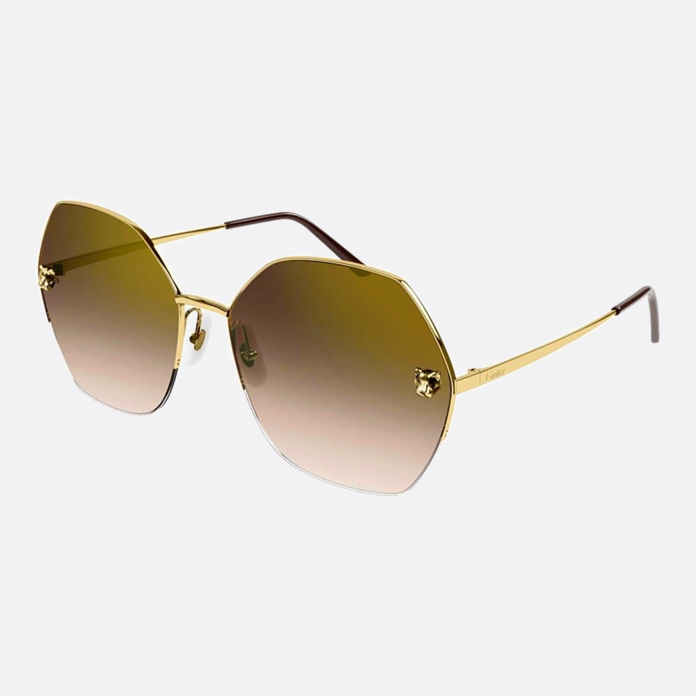 Cartier 62mm Gold Geometric Women Sunglasses - Side View
