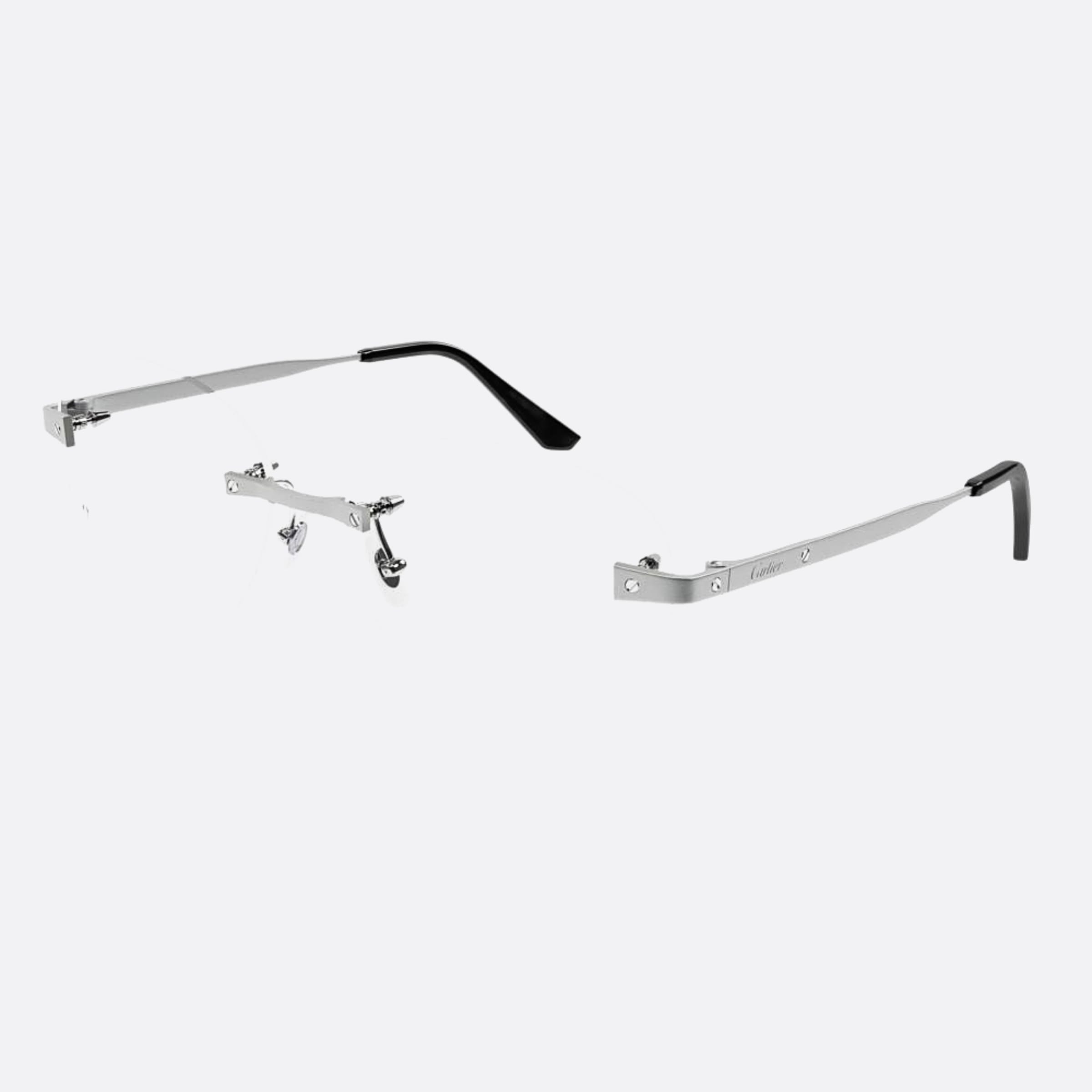 Cartier 57mm Silver Squared Women Eyeglasses - Side View