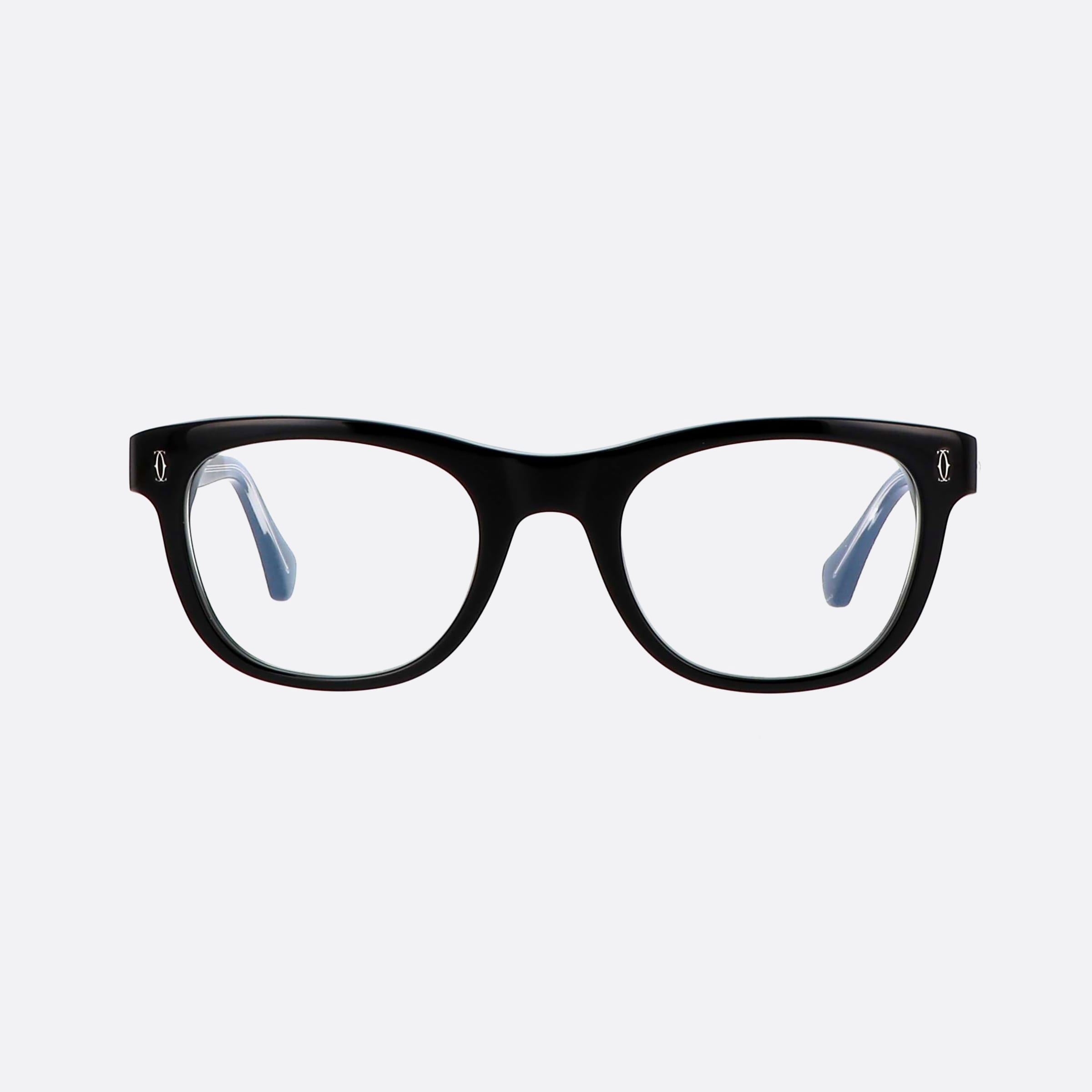 Cartier 51mm Black Oval Unisex Eyeglasses - Side View