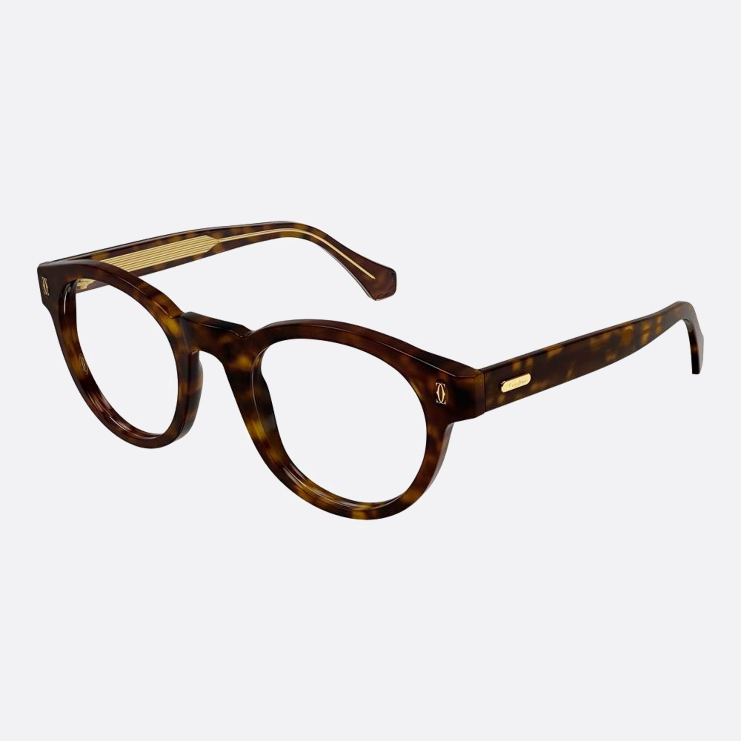 Cartier 50mm Havana Geometric Men Eyeglasses - Side View
