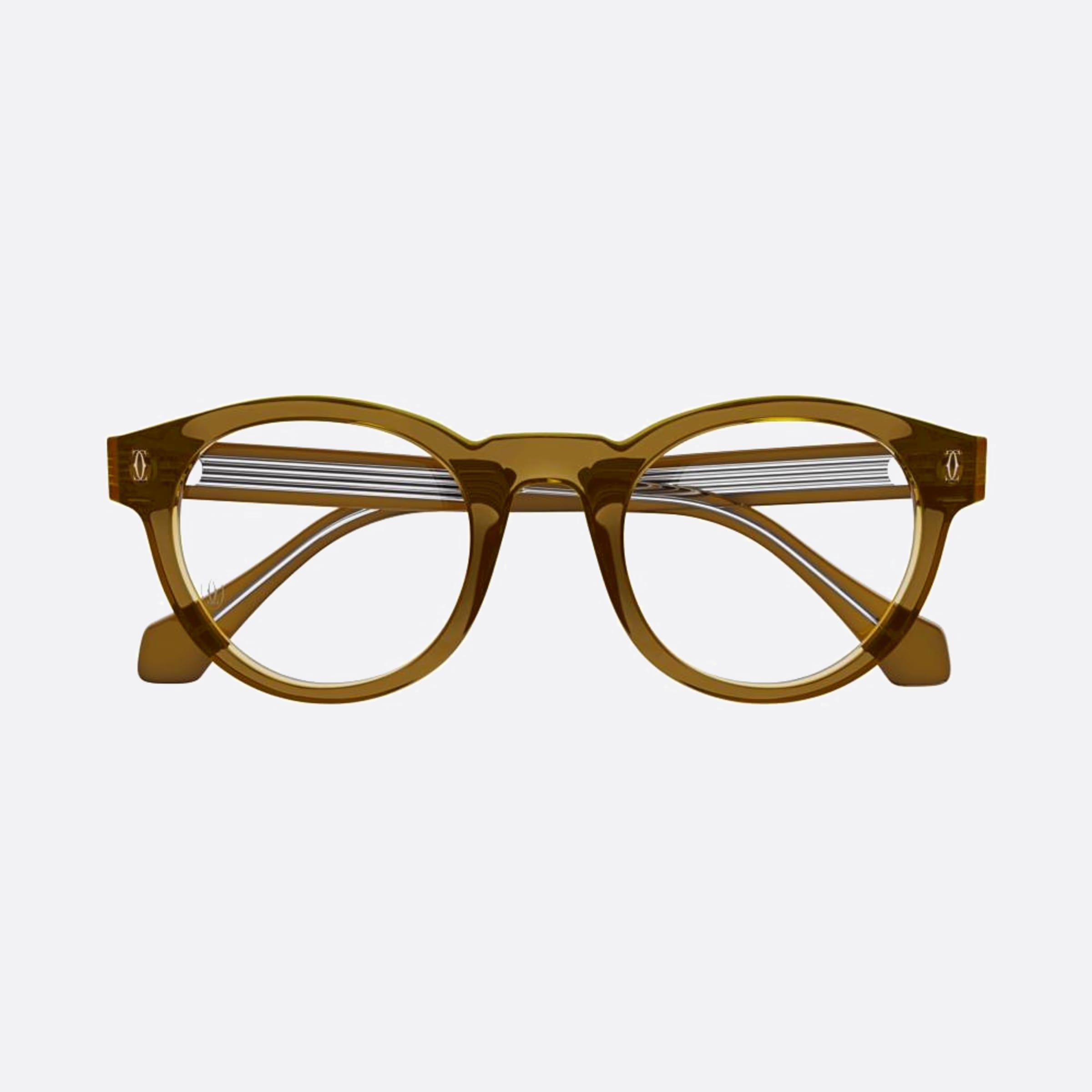 Cartier 50mm Brown Geometric Men Eyeglasses - Main View