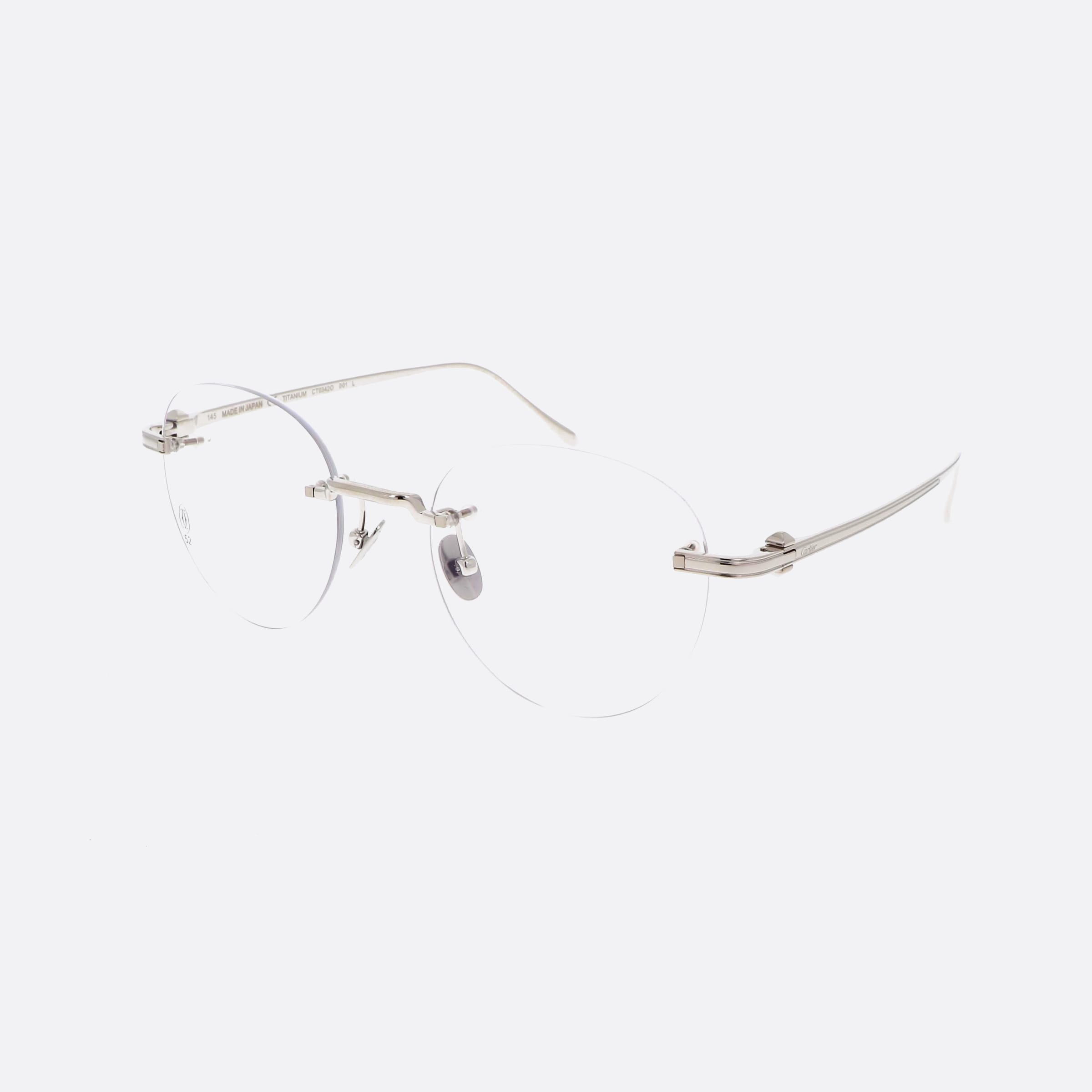 Cartier 52mm Silver Oval Men Eyeglasses - Main View