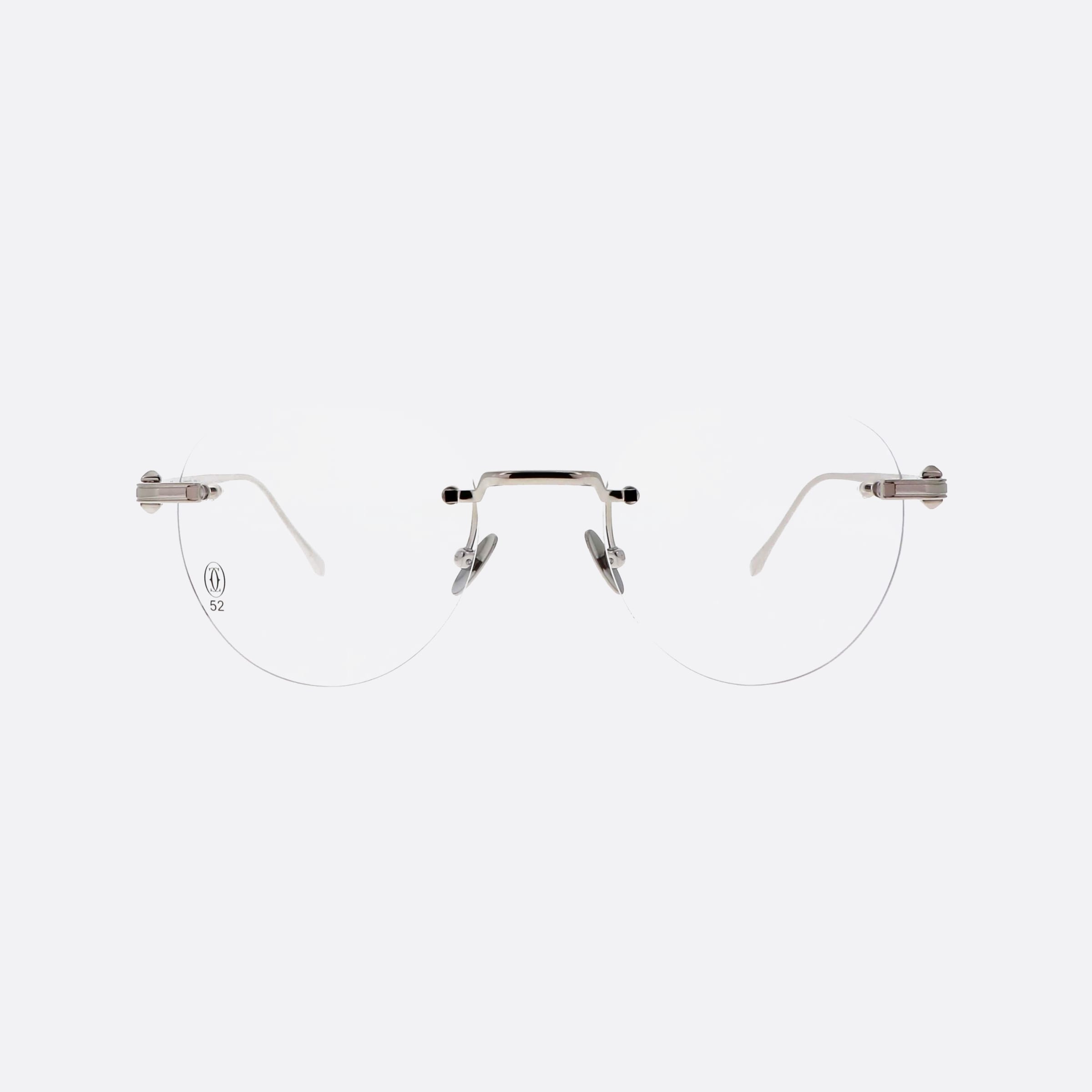 Cartier 52mm Silver Oval Men Eyeglasses - Side View