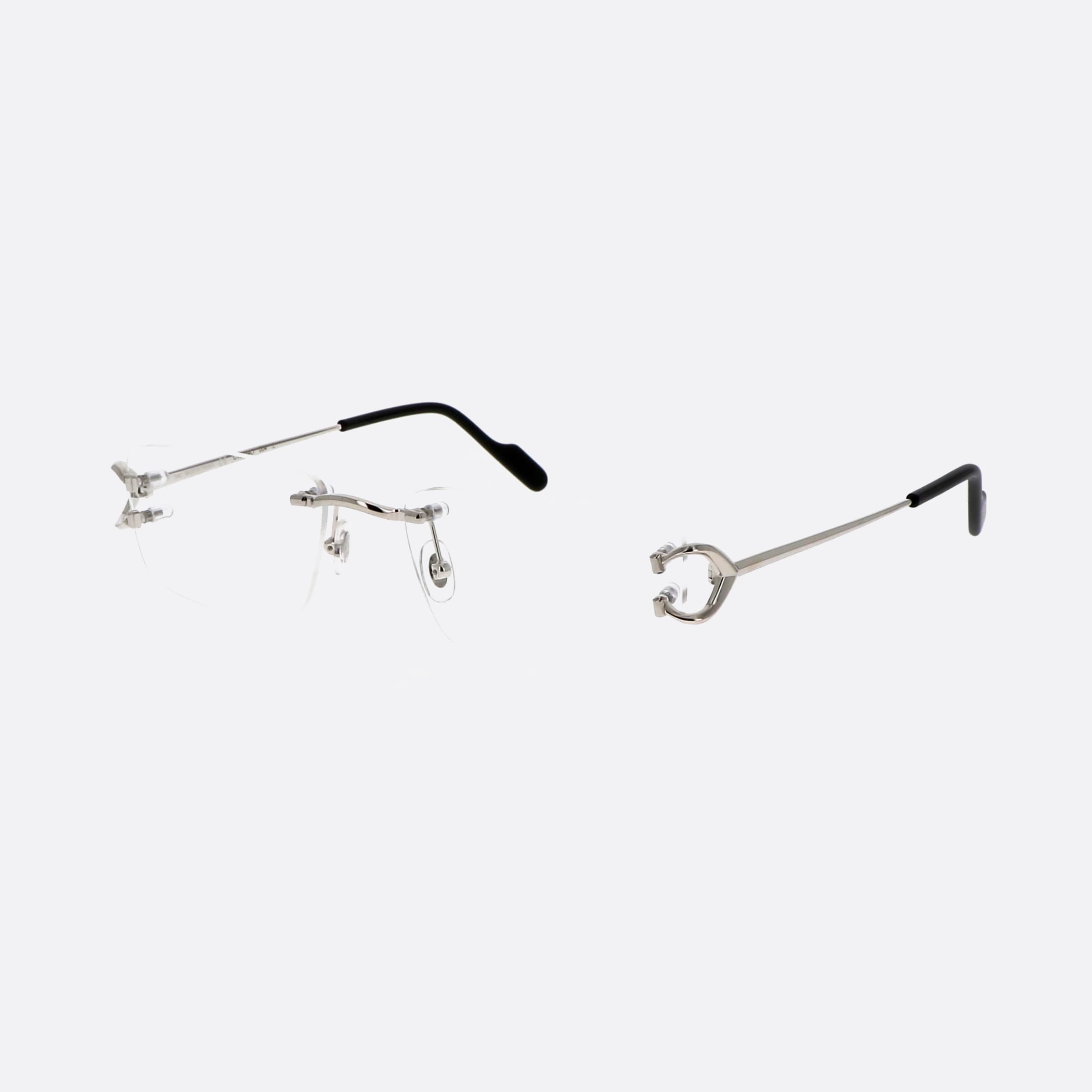 Cartier 56mm Silver Rectangle Men Eyeglasses - Main View