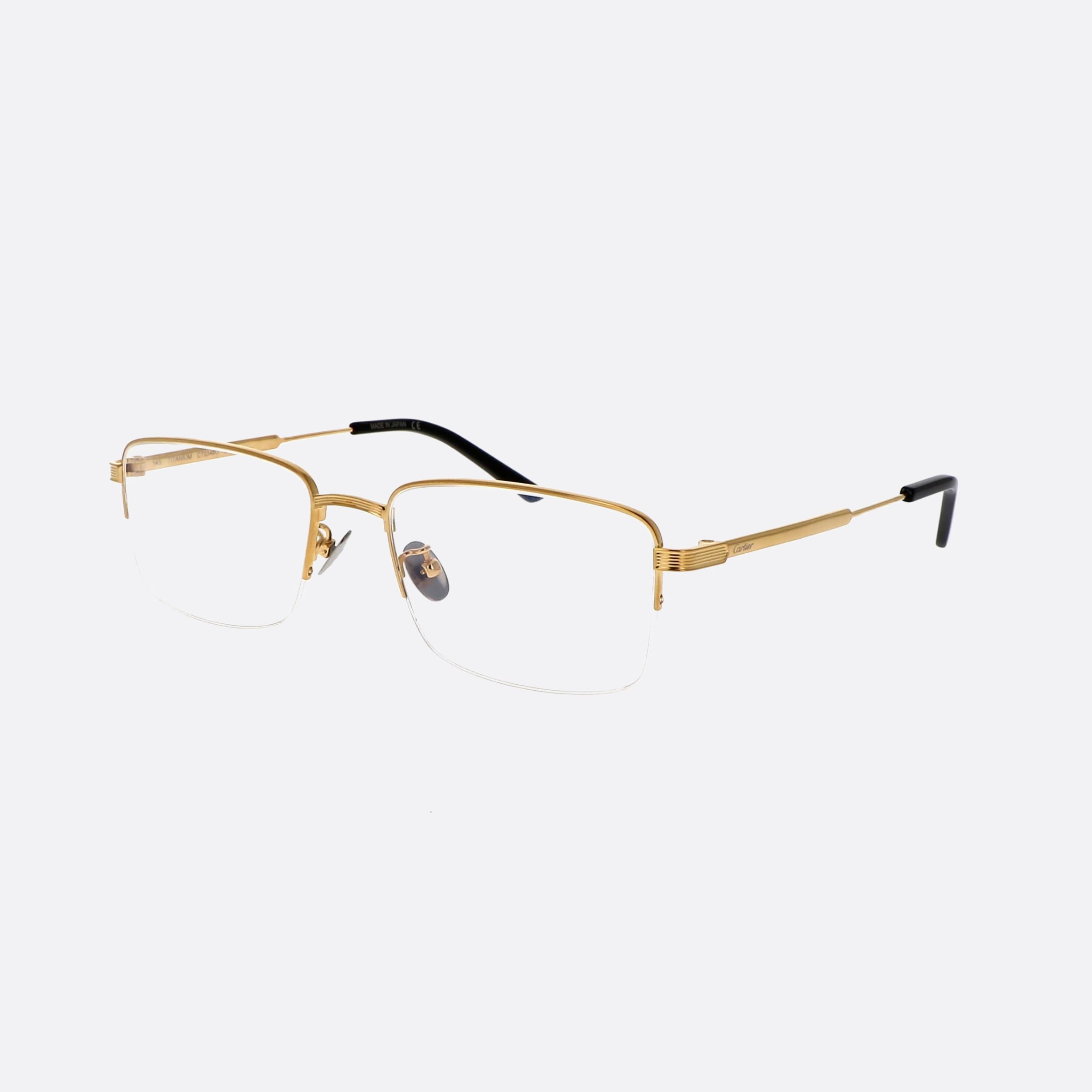 Cartier 55mm Gold Rectangle Men Eyeglasses - Main View