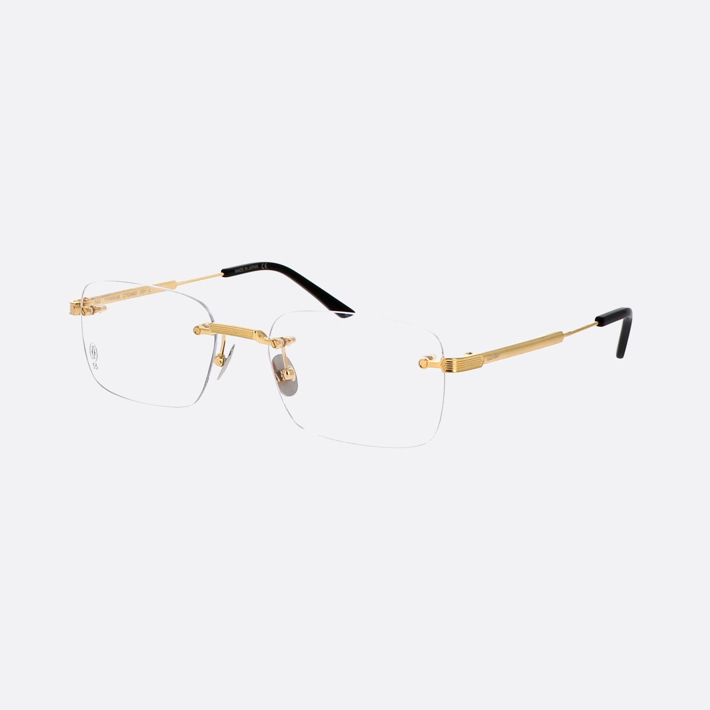 Cartier 55mm Gold Rectangle Men Eyeglasses - Main View