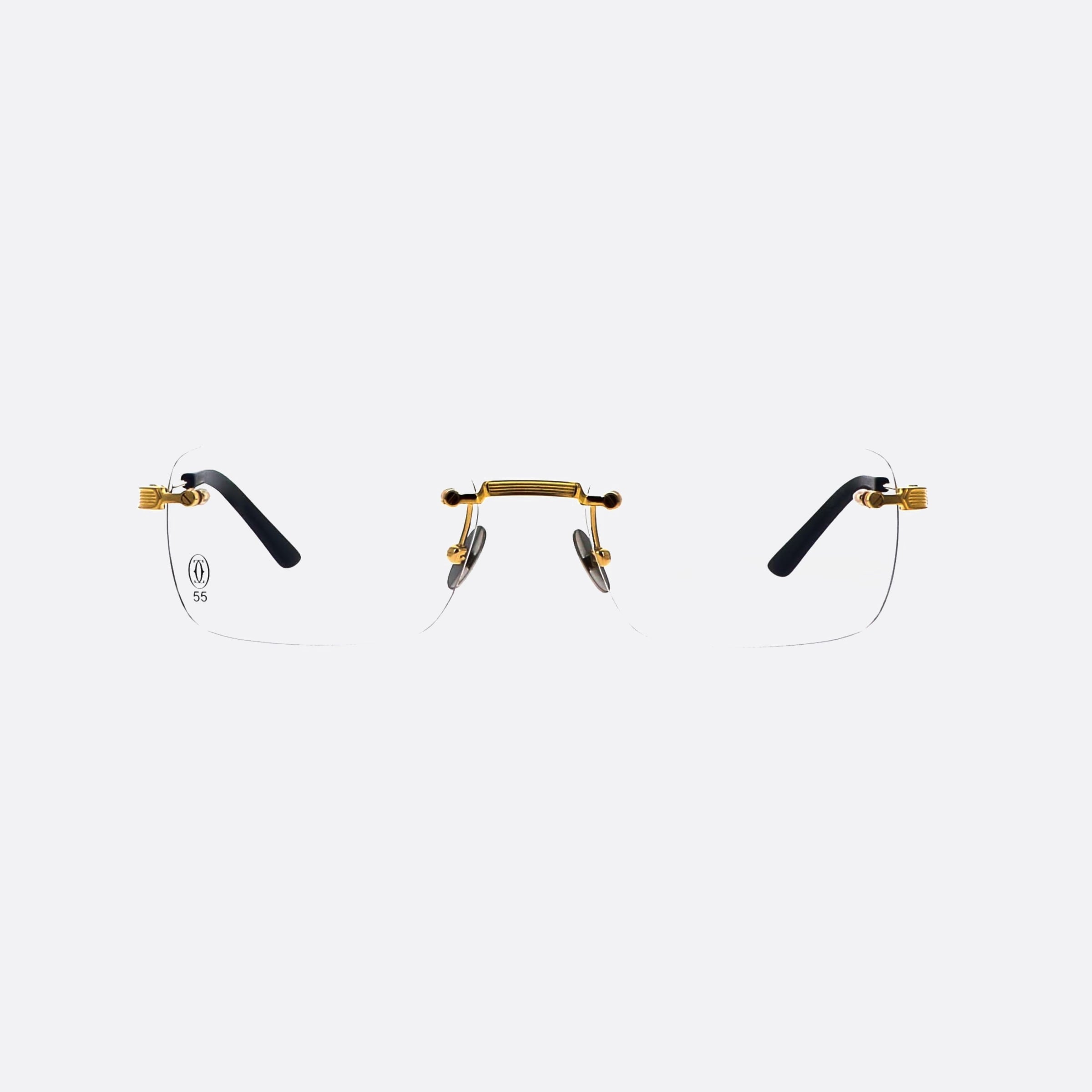 Cartier 55mm Gold Rectangle Men Eyeglasses - Side View