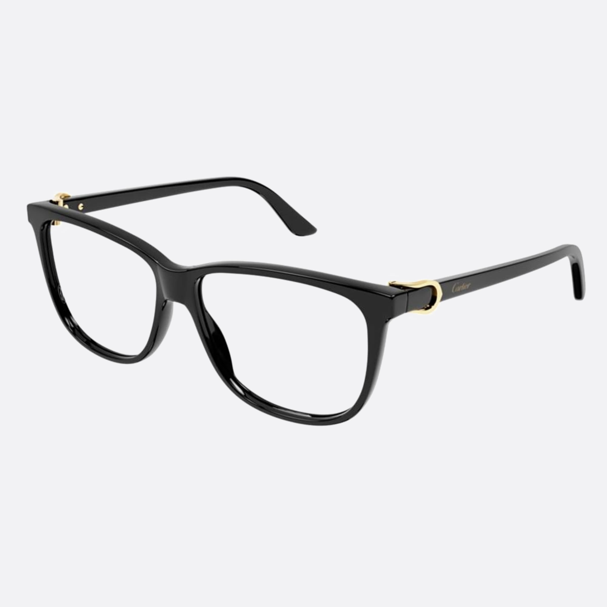 Cartier 56mm Black Geometric Women Eyeglasses - Side View