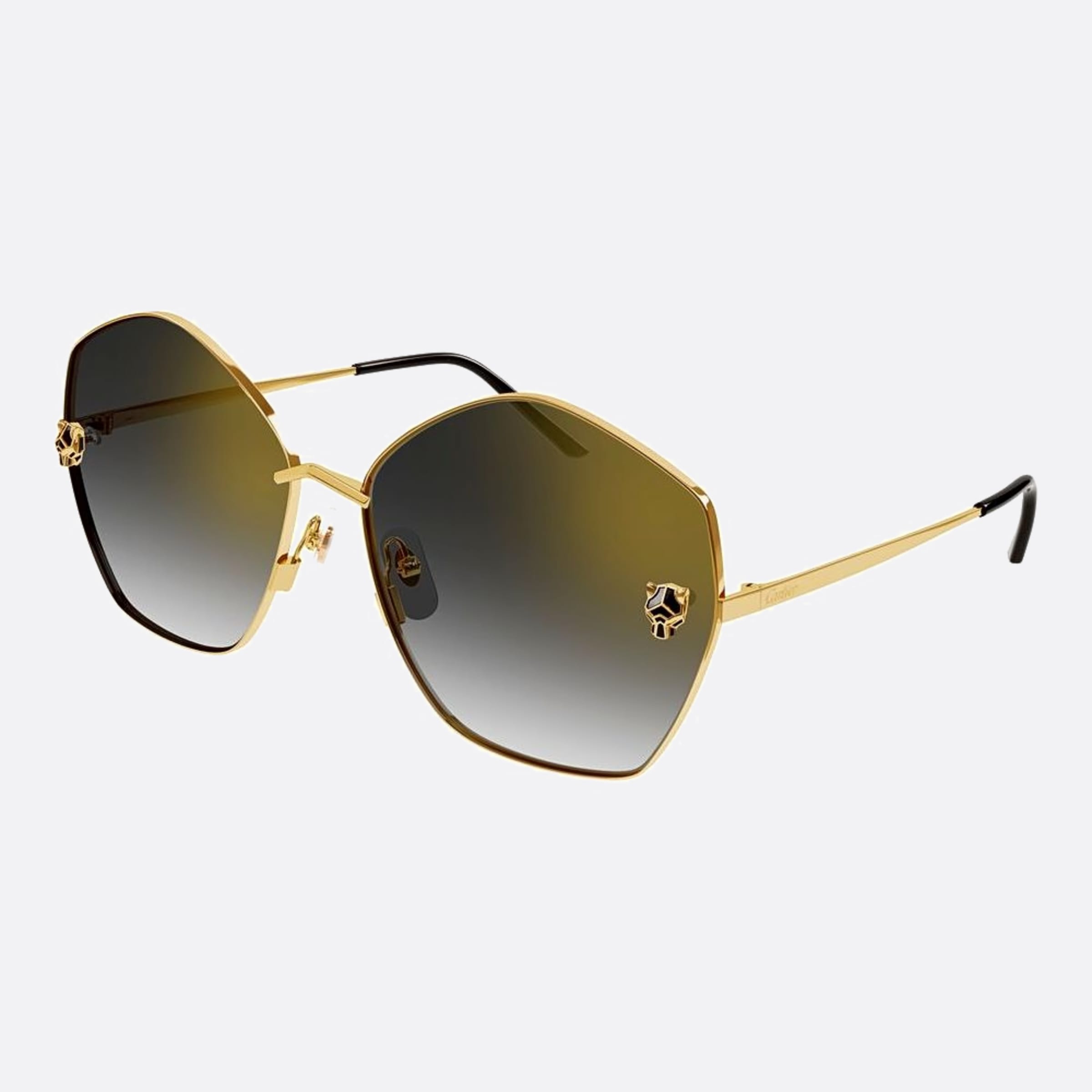 Cartier 63mm Gold Geometric Women Sunglasses - Side View