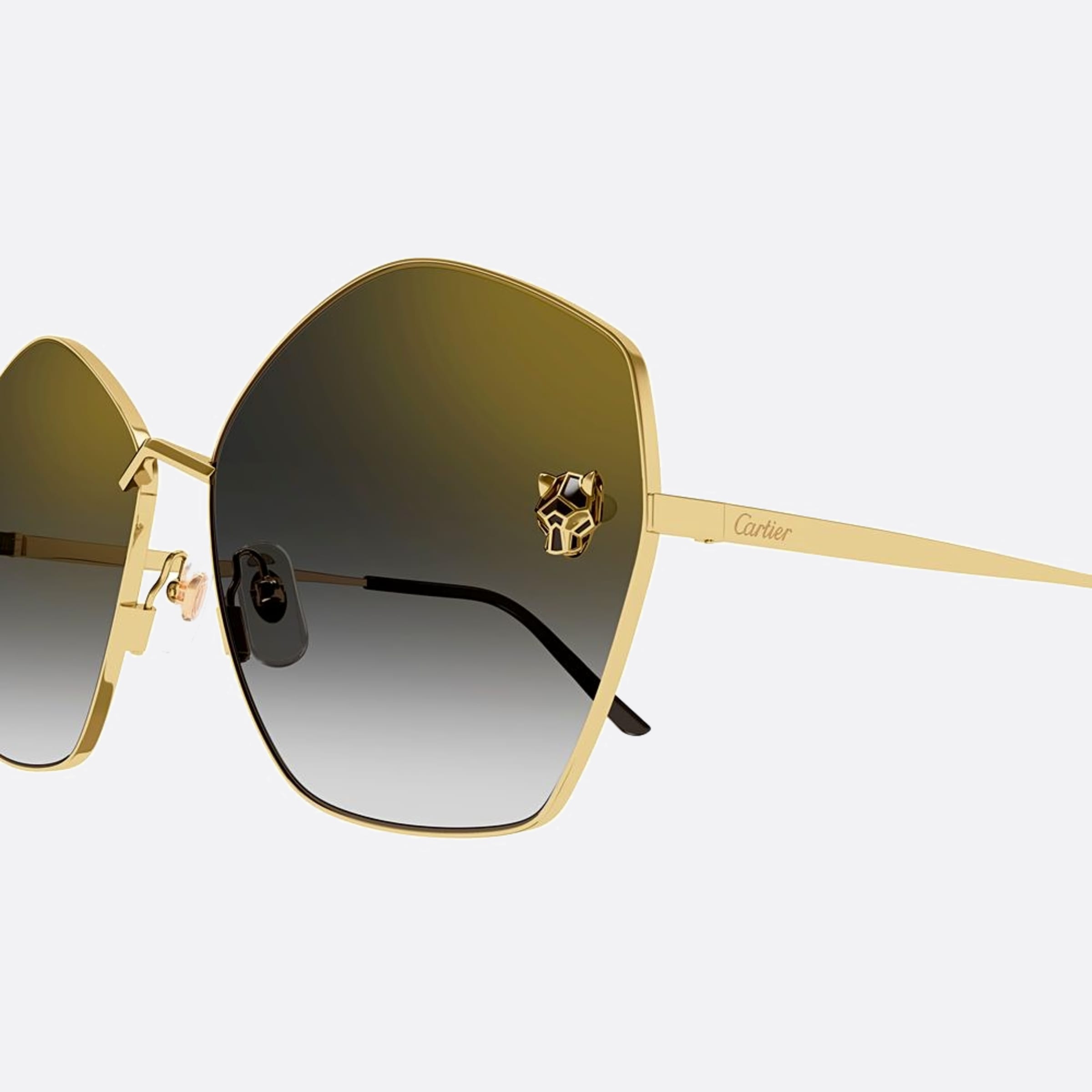 Cartier 63mm Gold Geometric Women Sunglasses - Detail View