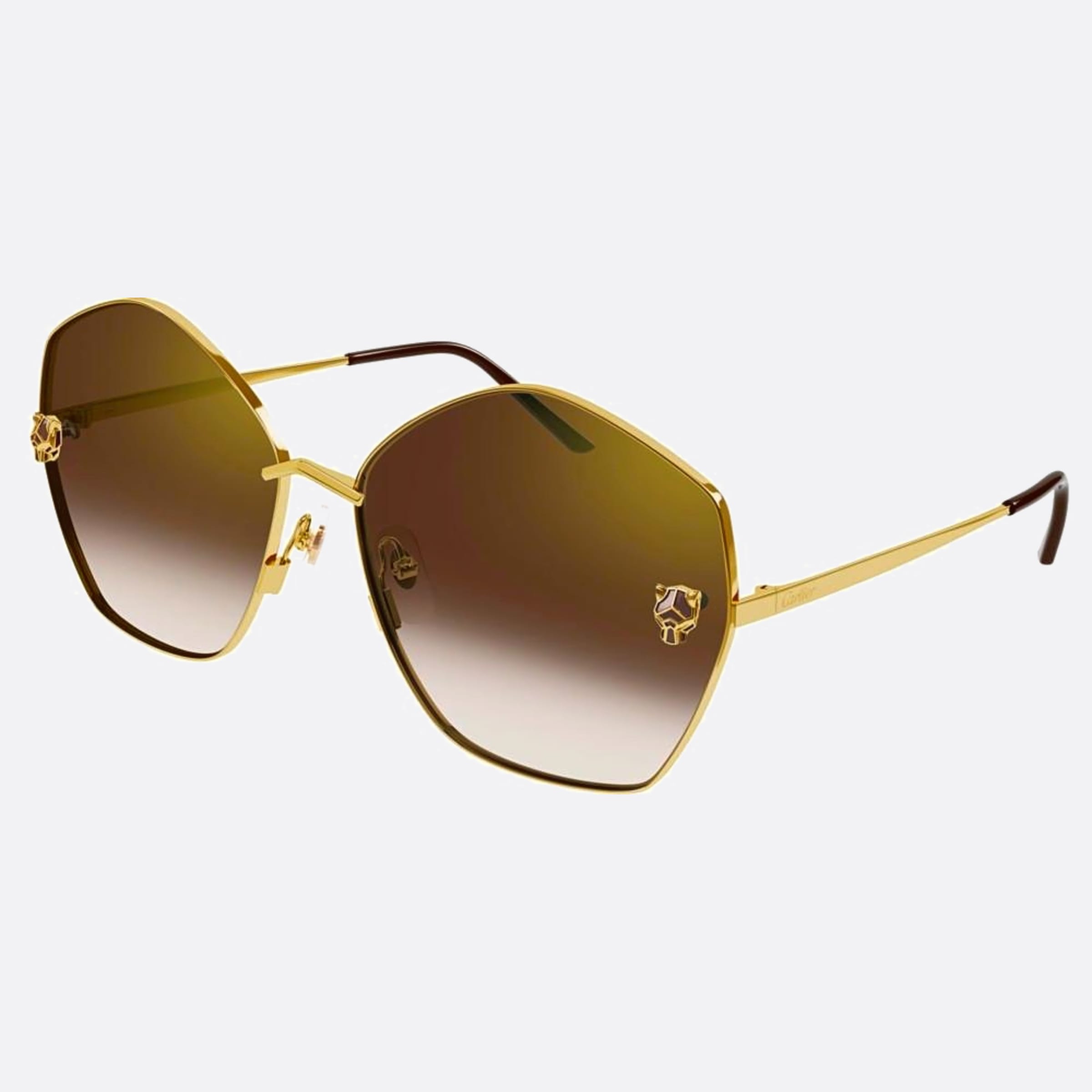 Cartier 63mm Gold Geometric Women Sunglasses - Side View